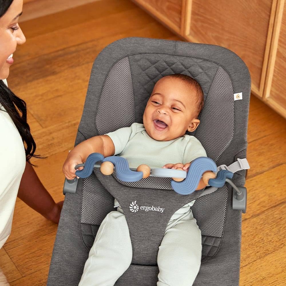 Ergobaby Evolve 3-in-1 Mesh Bouncer, Adjustable Multi Position Baby Bouncer Seat, Fits Newborn to Toddler, Grey Mesh