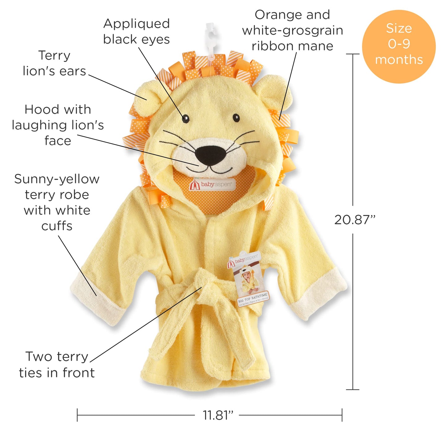 Baby Aspen "Utterly Adorable Cow Hooded Towel/Baby Robe, 0-9 Months
