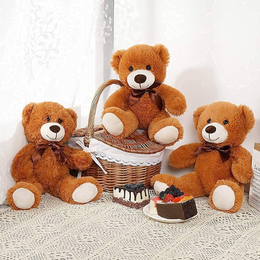 MorisMos 6Pcs Teddy Bears Bulk Baby Shower, 14inch Cute Teddy Bear Stuffed Animals Plush, Small Stuffed Bears on Centerpiece Baby Shower, White