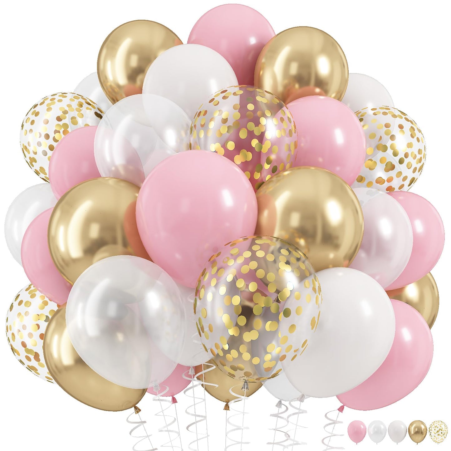 Dusty Blue Balloon Set, 60Pcs 12 Inch Slate Baby Blue White Sand Latex Balloon with Metallic Confetti Champagne Gold Helium Balloons for Birthday Party Baby Bridal Shower Boho Decortaions Supplies