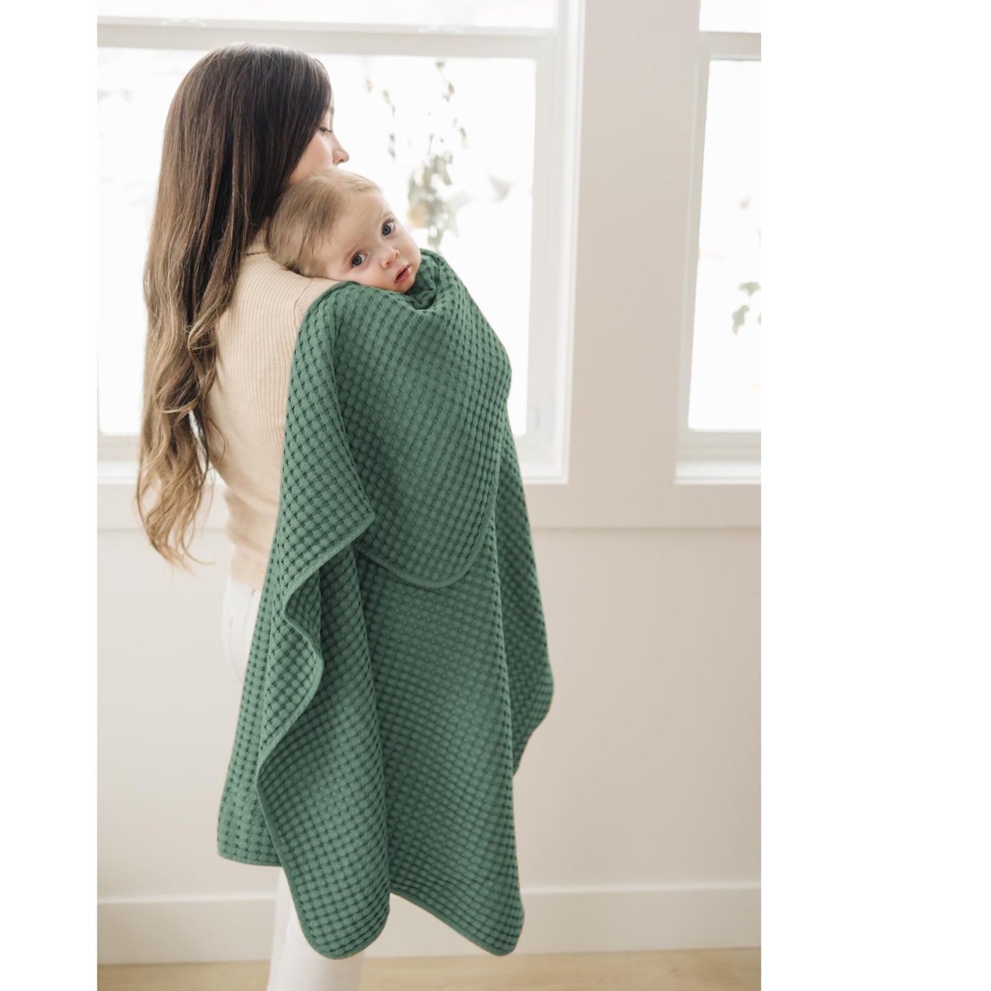 Konssy Waffle Baby Blanket - Soft & Cozy Nursery Swaddle Blanket, Lightweight Toddler Throw for Boys & Girls, Ideal for Wrapping (Oat)