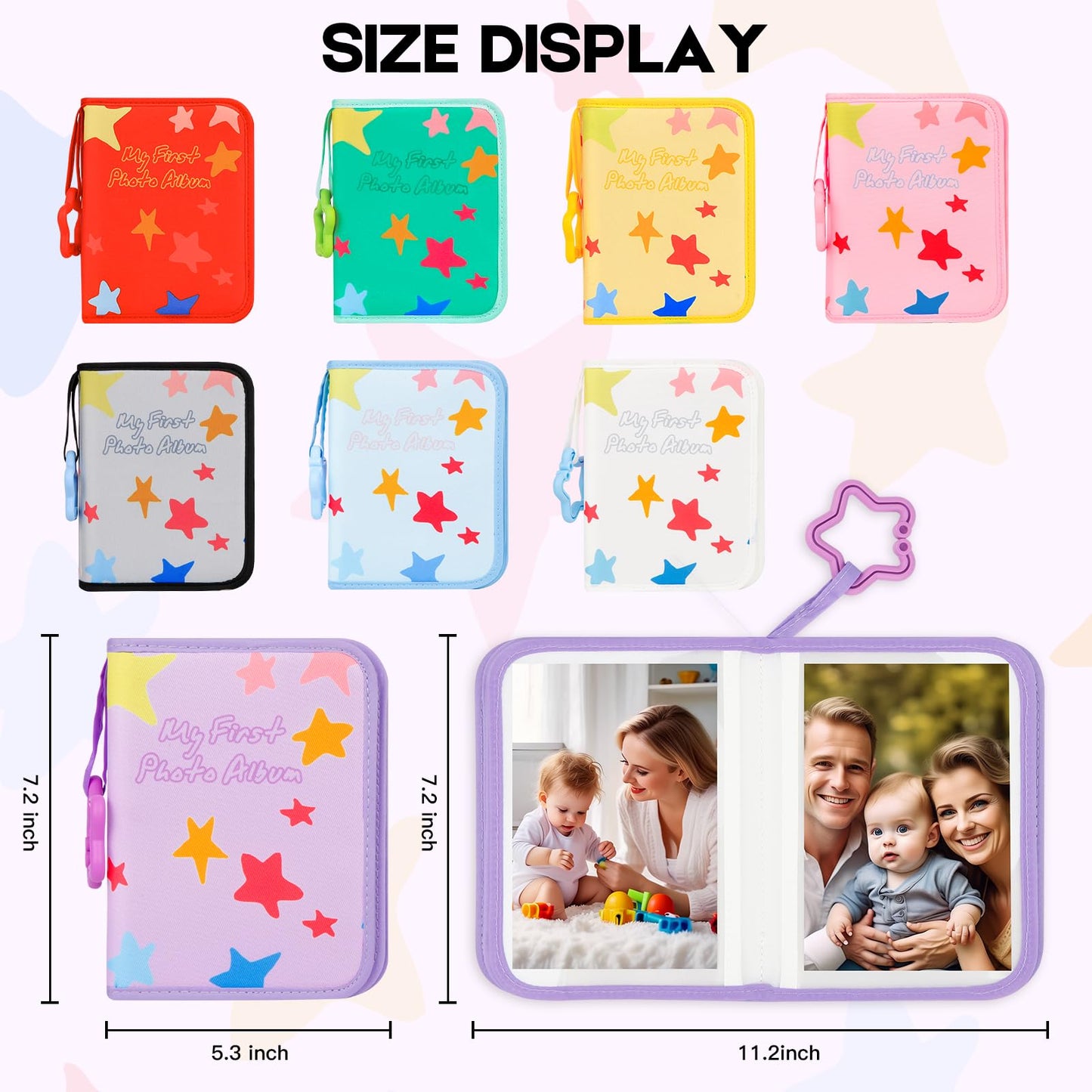 Baby's My First Photo Album for Baby Holds 21 4x6 Photos, Baby Photo Album Soft Cloth Family Book, My First Family Album for 4x6 Baby Shower Kids Toddlers Family Pictures, Toddler Photo Album (Blue)