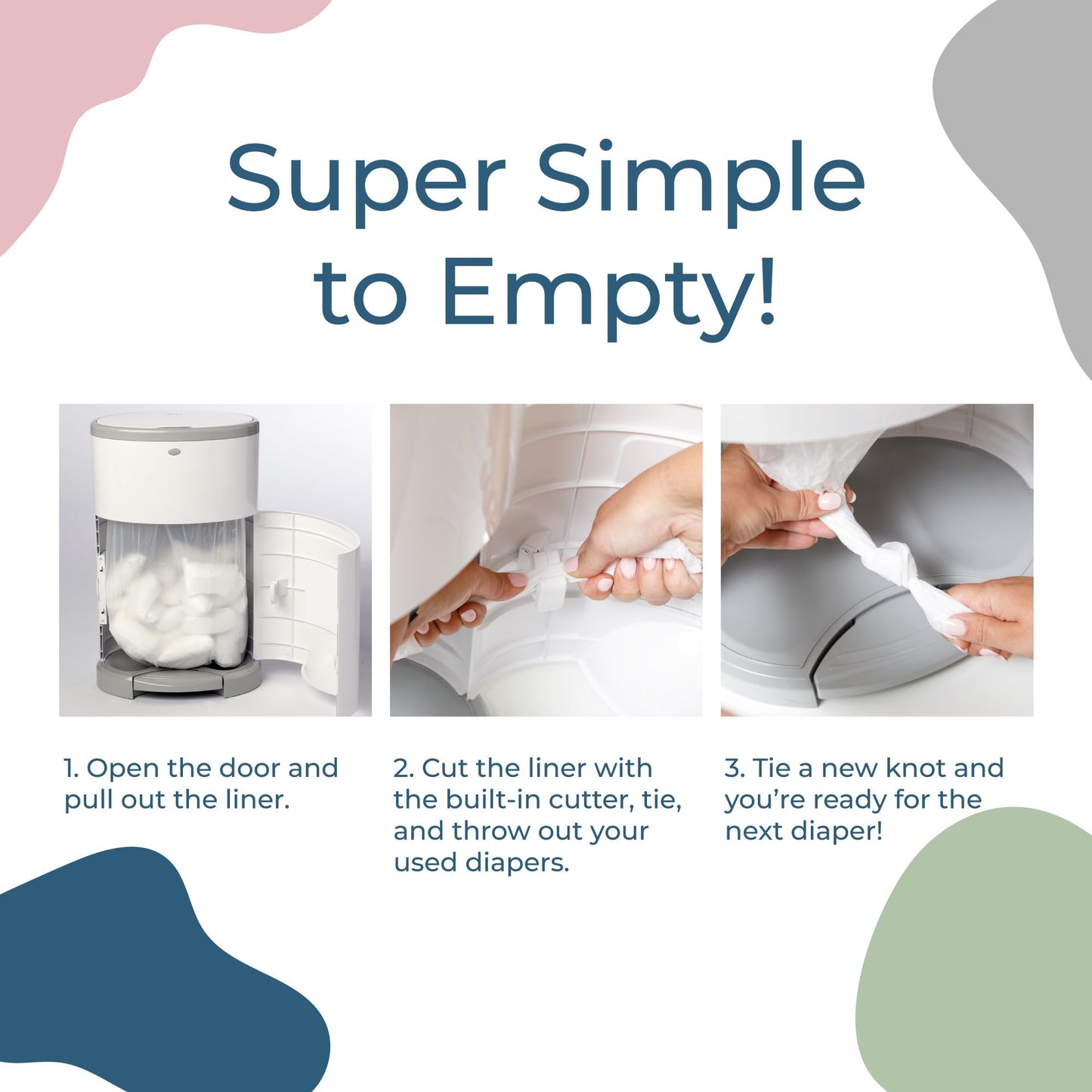 Diaper Dekor EKO Plus Diaper Pail Gift Set, White | ONLY Eco-Friendly Diaper Pail Made with 70% Recycled Materials | Comes with up to a Year's Supply Worth of Diaper Dekor Refills!