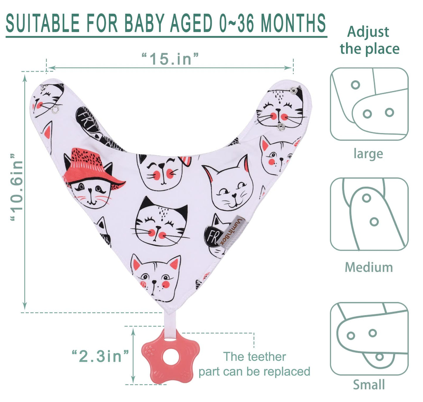Baby Bandana Drool Bibs 6-Pack and Teething Toys 6-Pack Made with 100% Organic Cotton, Absorbent and Soft Unisex