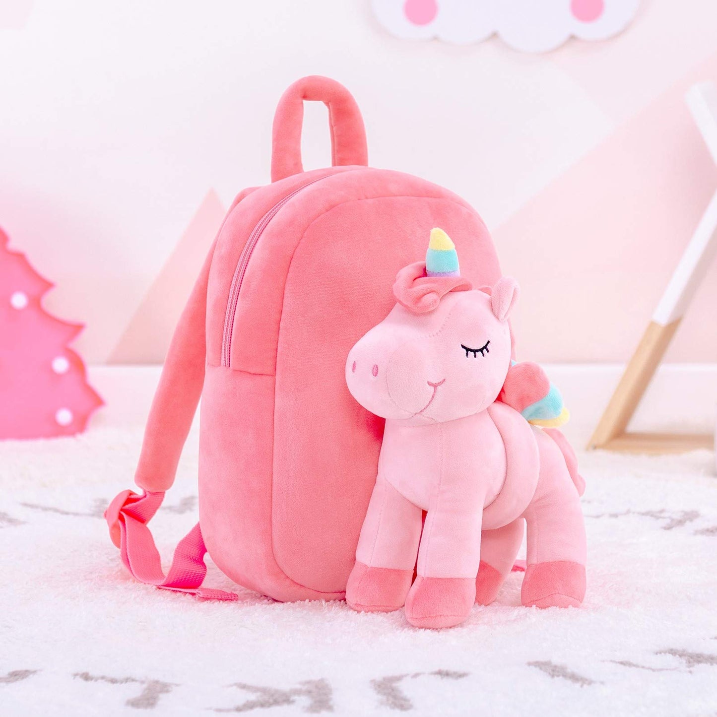 Lazada Girls Backpack with Doll Toddler Toys Baby Girls Gifts Rag Dolls 9.5“