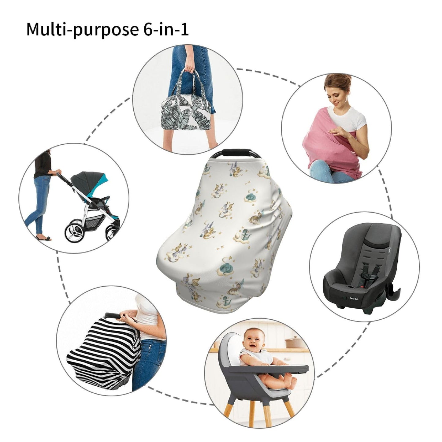 Cute Butterfly Baby Stuff Car Seat Covers Baby Multi-Use Car Seat Canopy Carrier Cover, Breathable Breastfeeding Cover Boys & Girls