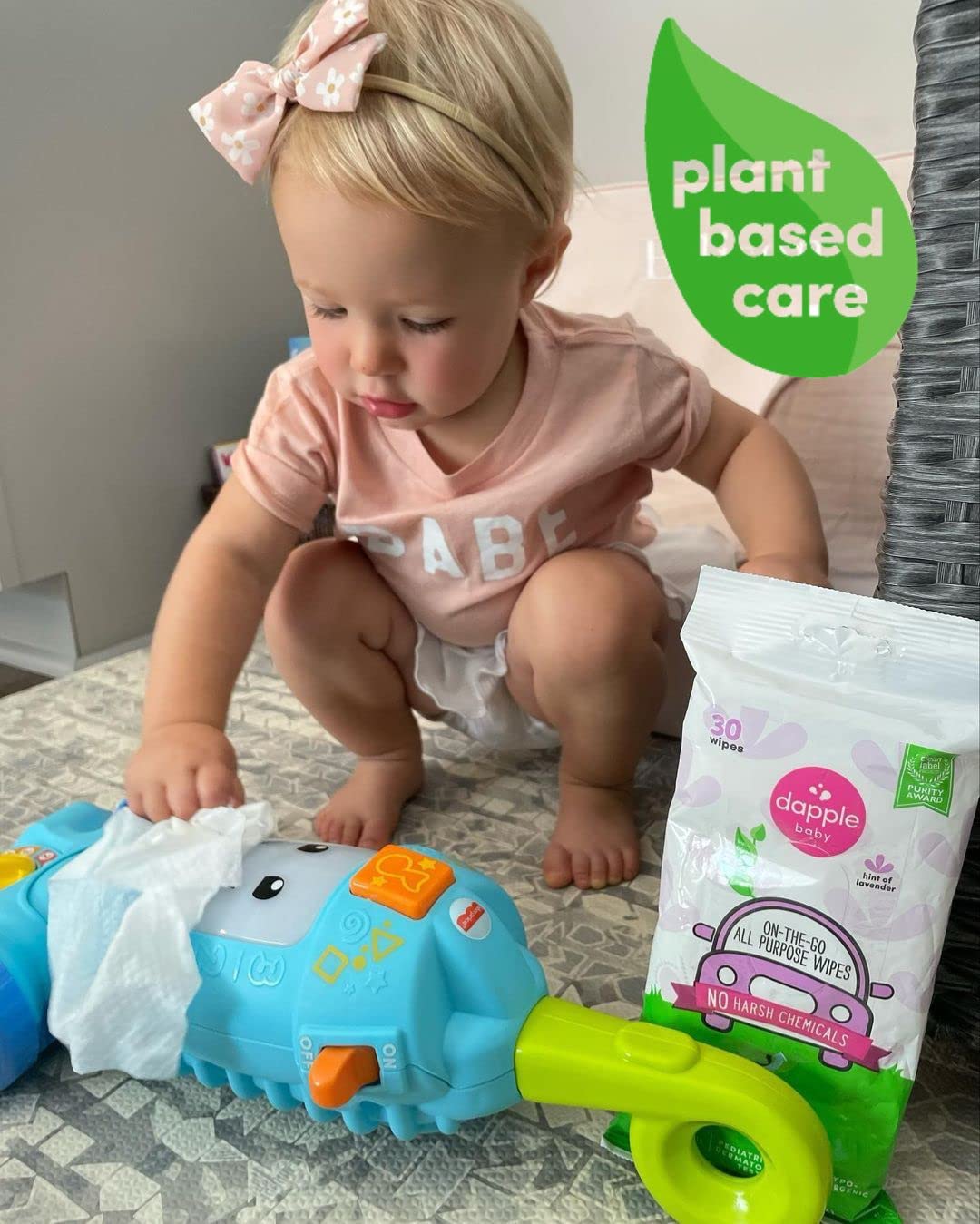 All Purpose Wipes by Dapple Baby, Hypoallergenic & Powered by Plants Cleaning Wipes, Hint of Lavender, 30 Count (Pack of 2)