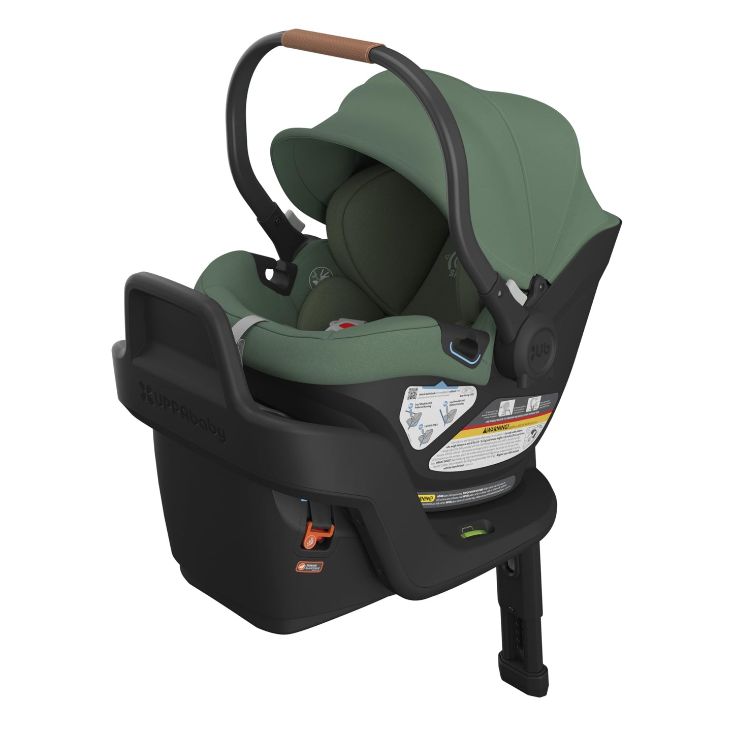 UPPAbaby Aria Lightweight Infant Car Seat/Just Under 6 lbs for Easy Portability/Base with Load Leg + Infant Insert Included/Direct Stroller Attachment/Declan (Oat Mélange/Chestnut Leather)