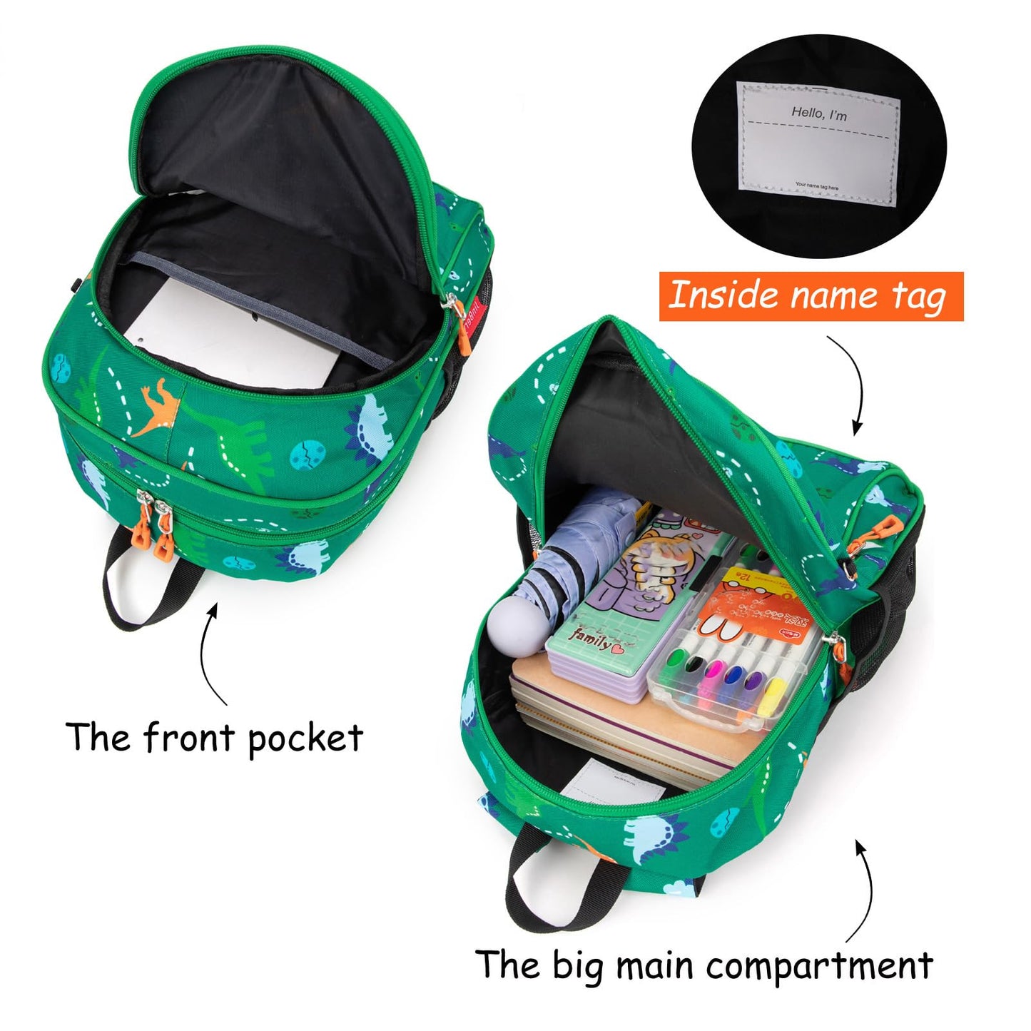 Toddler Backpack for Boys, 12 Inch Kids Dinosaur Backpack for Preschool or Kindergarten, Black