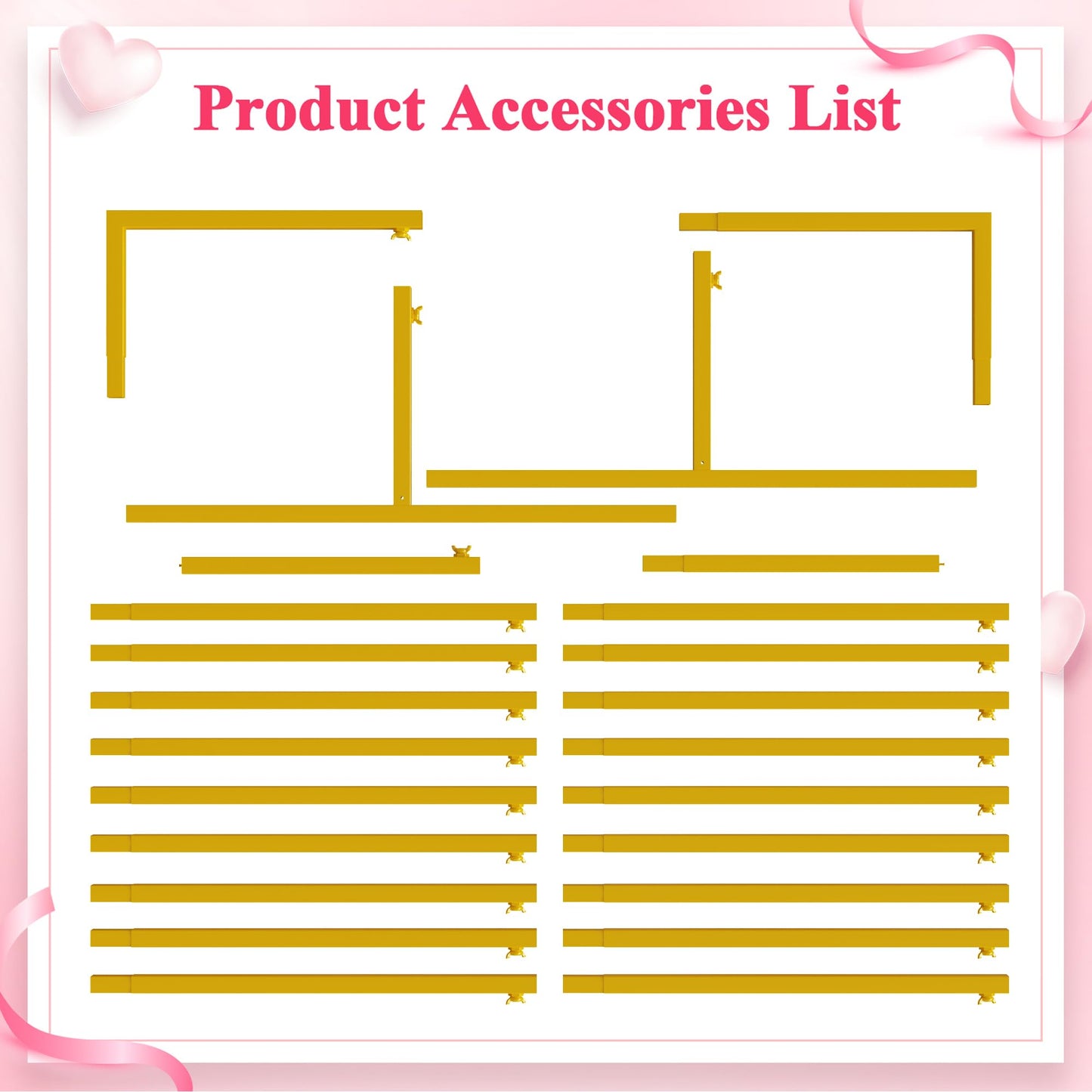 Wokceer Wedding Arch Backdrop Stand Square 6.6FTx6.6FT Gold Metal Balloon Arch Stand Garden Arbor Backdrop Frame for Wedding Birthday Party Baby Shower Photo Booth Background Decoration