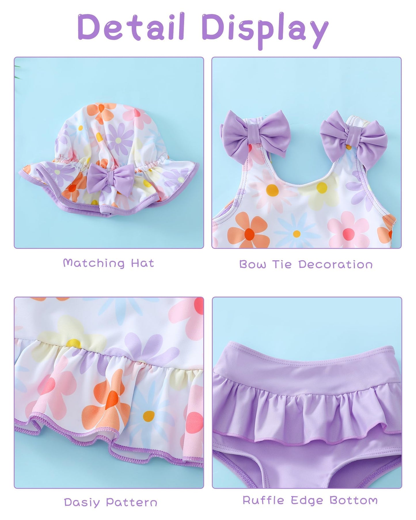 Mioglrie Baby Infant Swimsuit Girl Toddler Bathing Suit Girl Summer Beach Bikini Tankini Swimwear Hat 3-24 Months 2t-5t