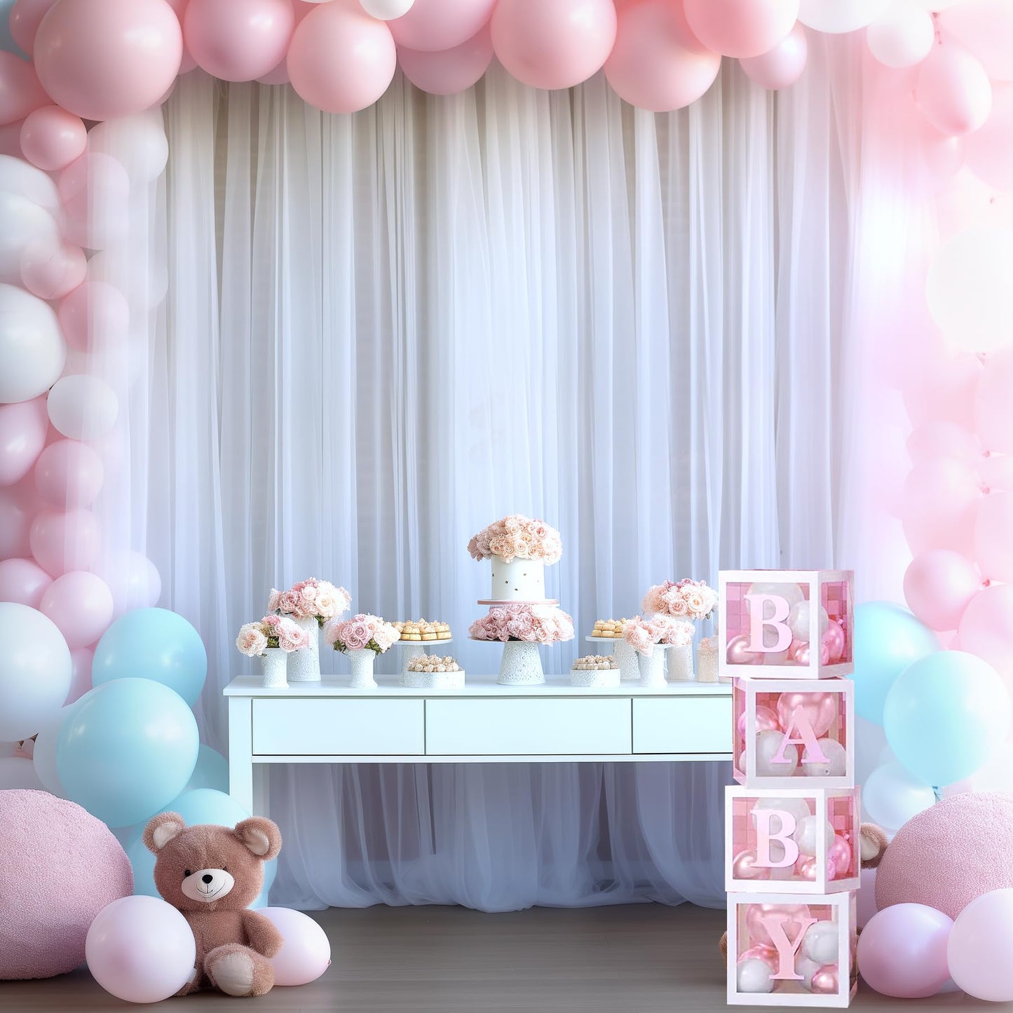 Champagne Tulle Backdrop Curtain for Parties Wedding 10ft×8ft Champagne Sheer Backdrop Curtains for Baby Shower Bridal Shower Reception Birthday Party Christmas Photoshoot Decorations 2 Panels