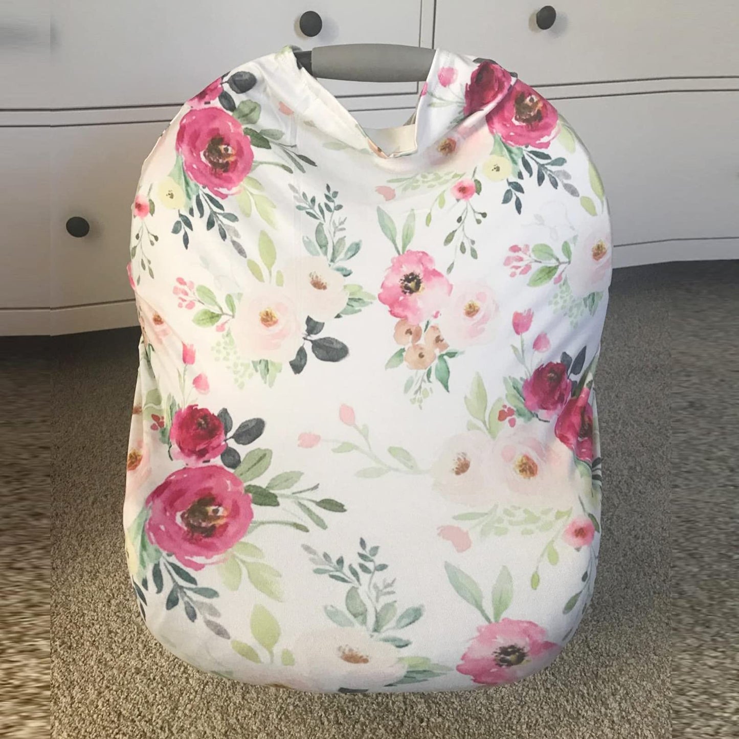Nursing Cover Breastfeeding, Multi-use Baby CarSeat Cover Girls, Infant Stroller Car Seat Cover, Stretchy Carseat Canopy, Soft Breathable, Peony