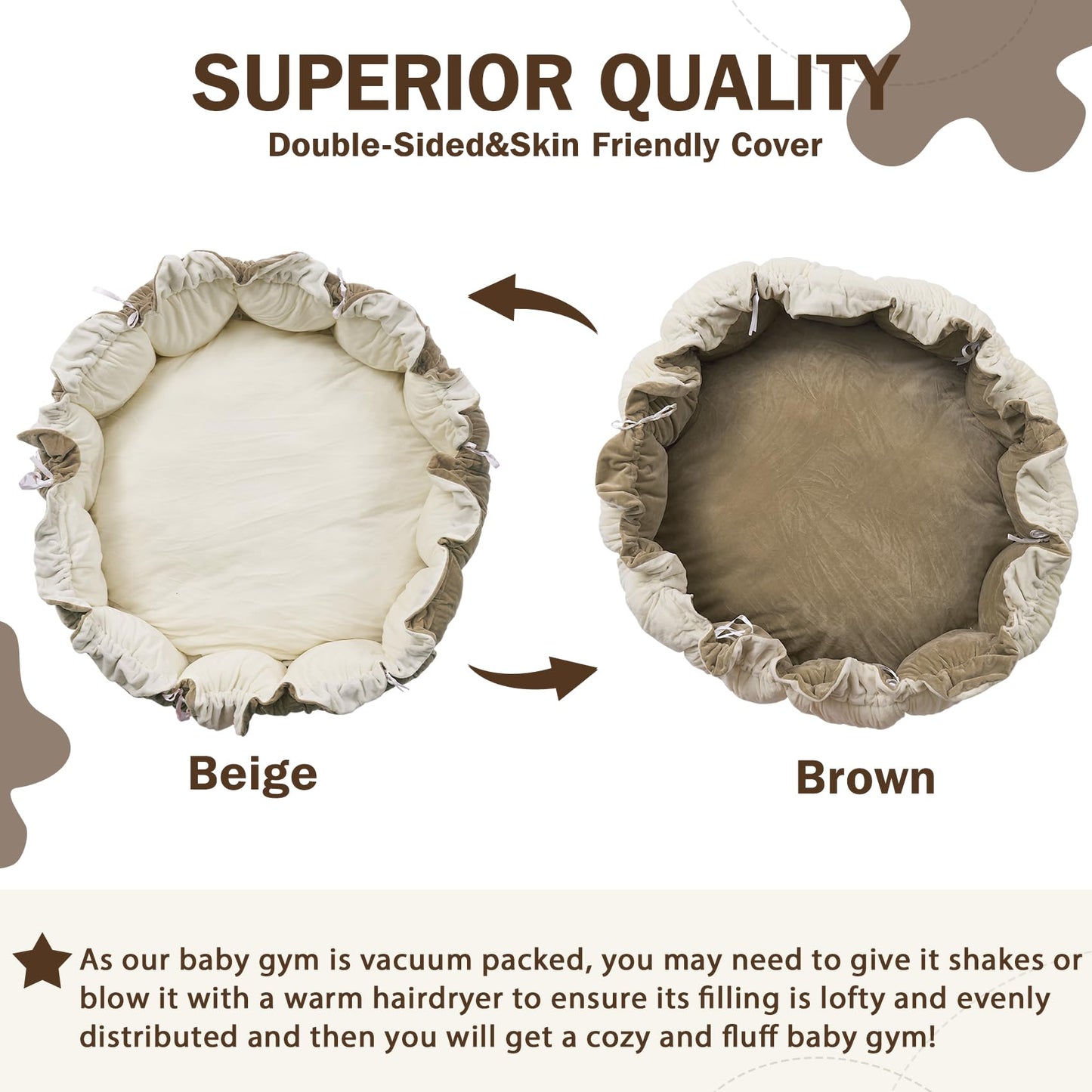 HAN-MM 5-in-1 Convertible Baby Play Gym with 6 Toys, Tummy Time Mat for Sensory Development, Baby Activity Center from Newborn to Toddler, Ball Pit, Cat & Dog Bed, Soft Plush Pet Bed, Pink