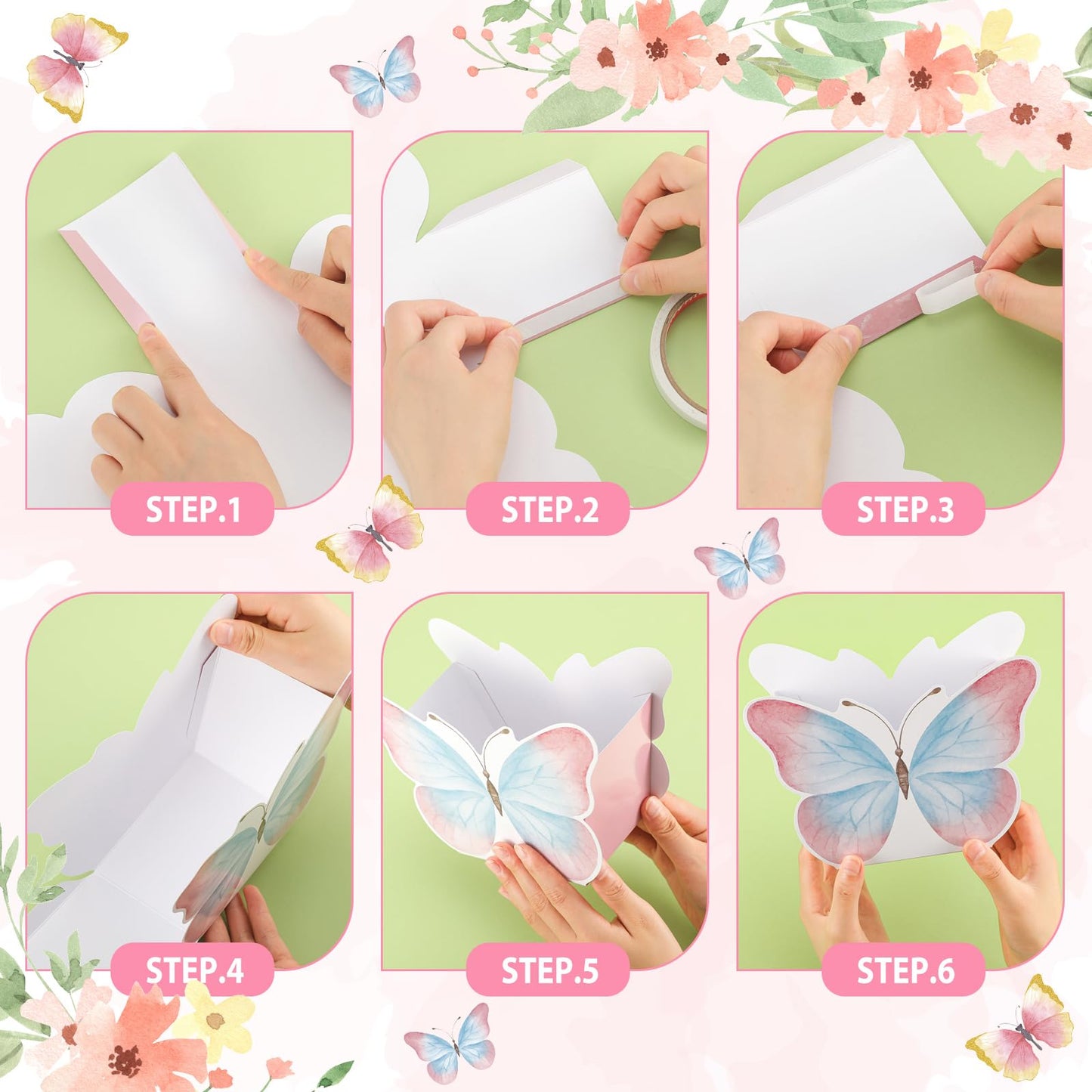 Fuutreo 6 Pcs Butterfly Centerpieces for Baby Shower, Birthday, Tea Party Favors, Tables Decor, Themed Party Supplies, Wedding Decorations