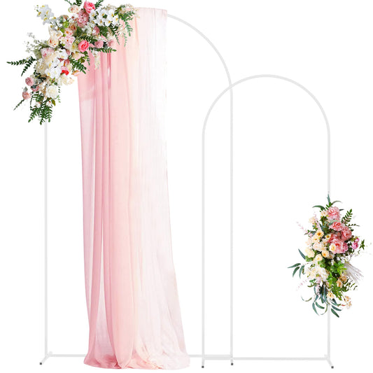 Wokceer Wedding Arch Backdrop Stand 7.2FT, 6.6FT White Metal Arch Stand Set of 2 for Birthday Party Wedding Ceremony Baby Shower Graduation Decoration