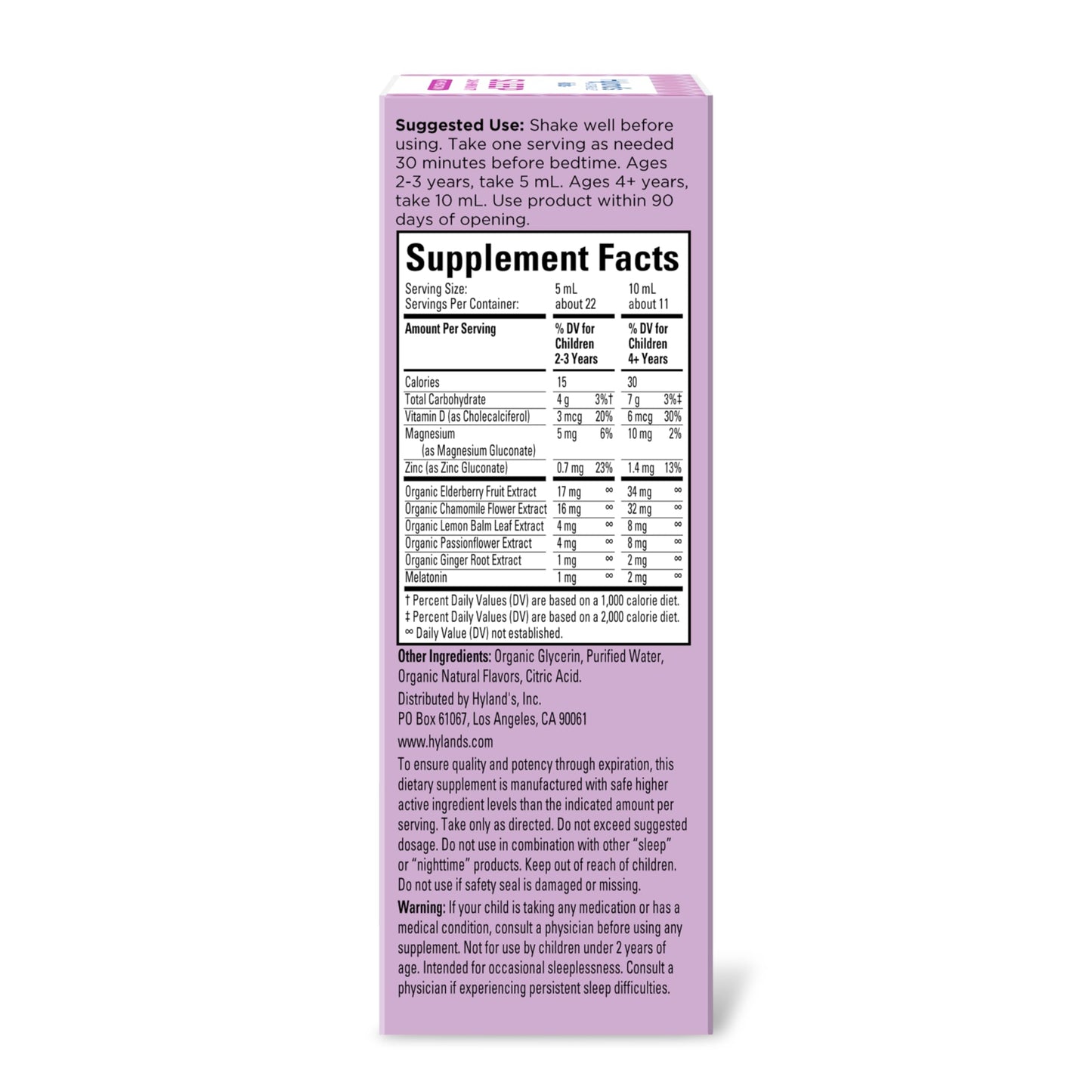 Hyland's Kids Sleep Calm and Immunity with Melatonin, Promotes Sleep and Supports Immune Health, Ages 2 and up, Grape Flavor, 4 Fl. Oz.