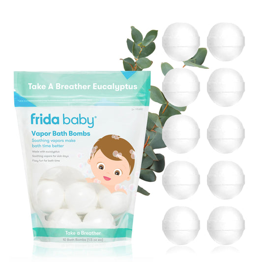Frida Baby Natural Vapor Bath Bombs for Toddlers & Kids, Eucalyptus Essential Oil Bath Bombs for Aromatherapy, 10 Count