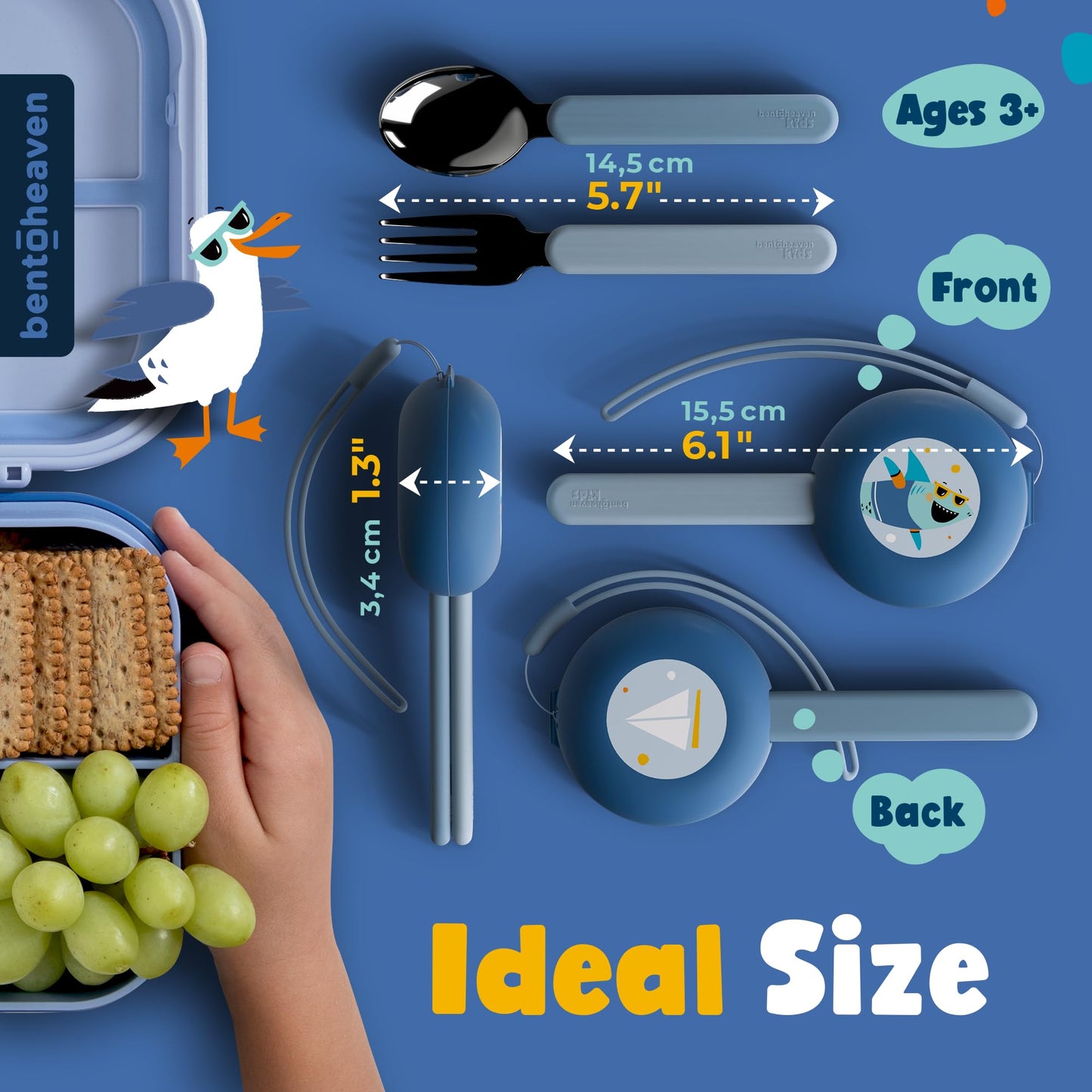 Bentoheaven Kids Travel Utensils with Case, Food-Grade Stainless Steel & BPA-Free Plastic, Travel Cutlery Set, Dishwasher Safe Fork, Spoon & Case, Reusable Flatware, Silverware for Kids (Horse)