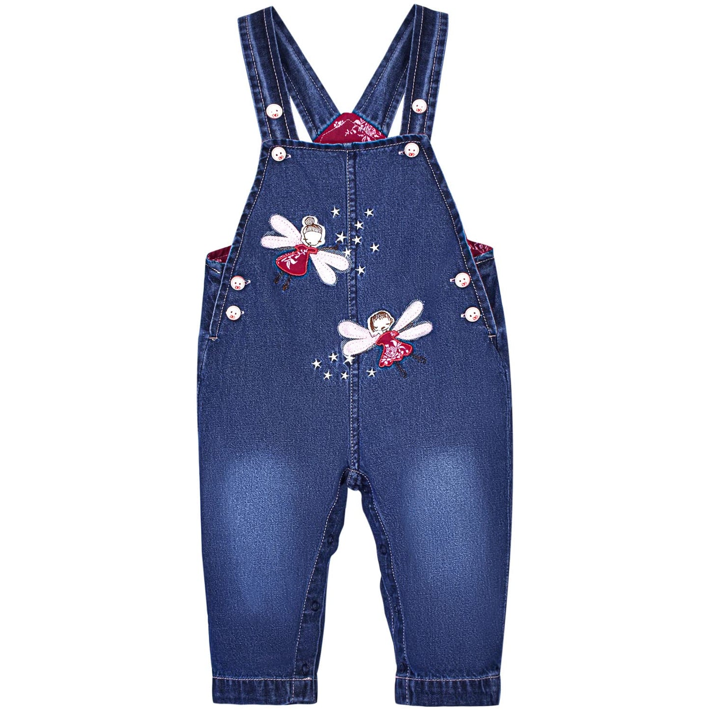 Peacolate 3months-3Years Baby Girls Denim Overalls Embroidery Bib Pants Jeans Jumpsuit