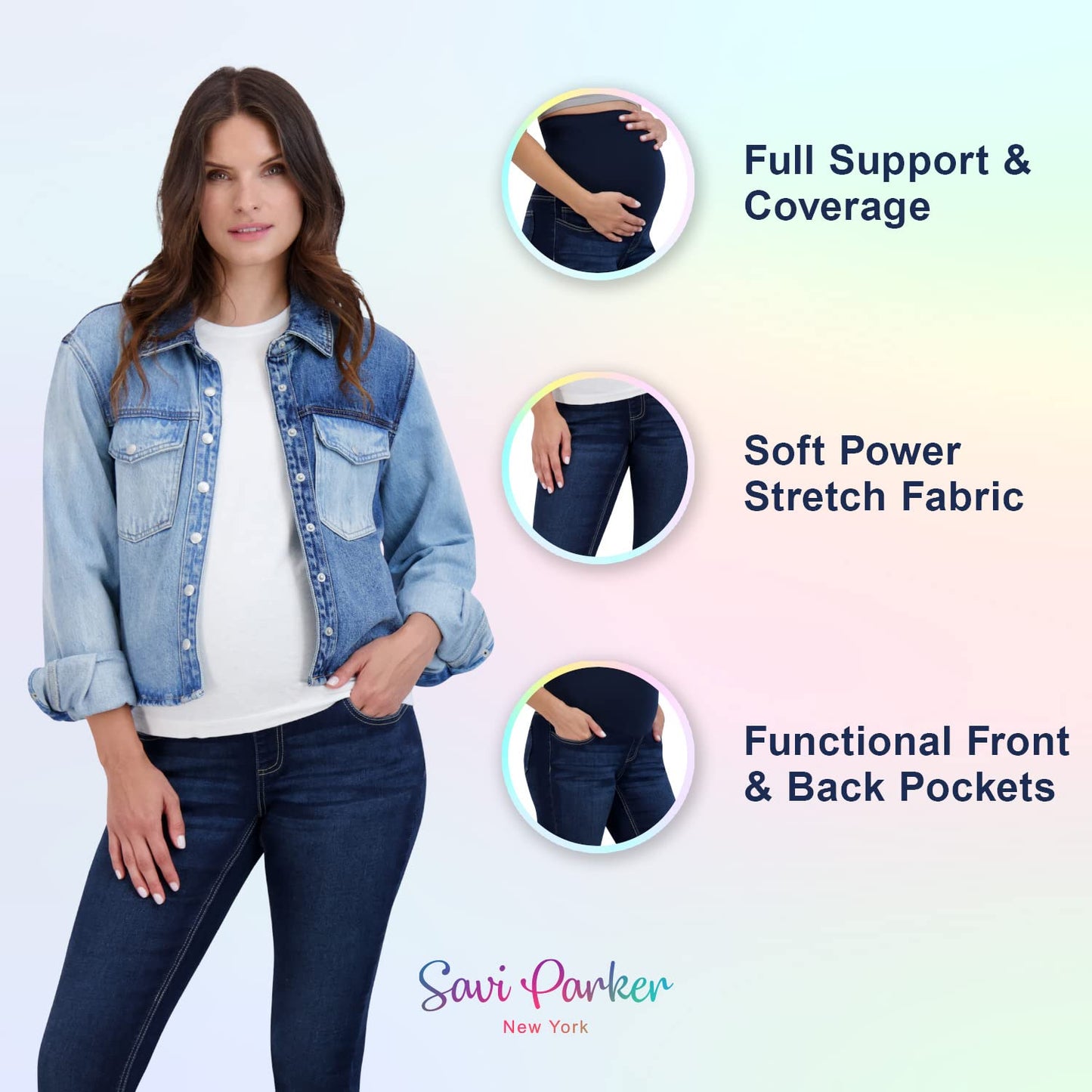 Savi Parker Women’s Maternity Jeans Over The Belly - Pregnancy Clothes for All Seasons, Maternity Pants