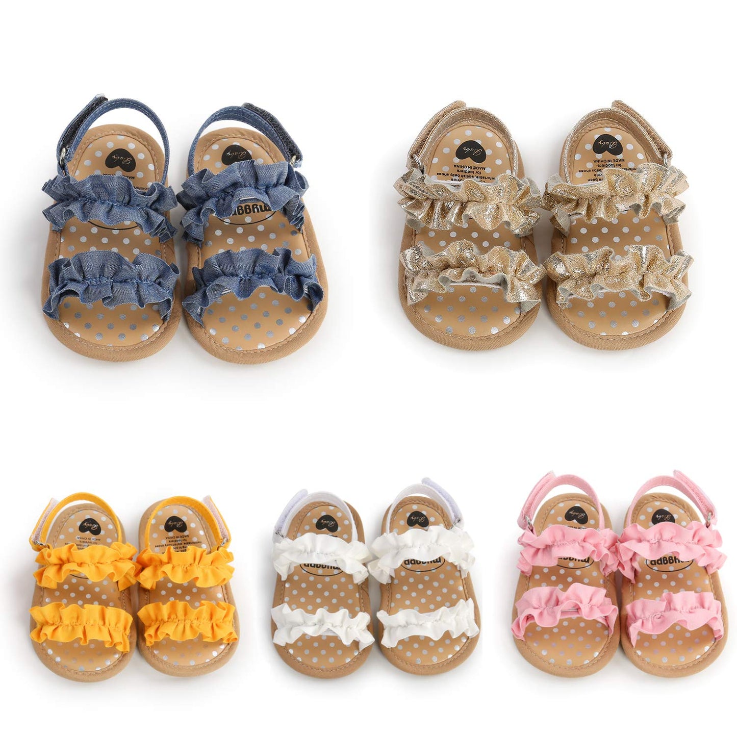 Meckior Infant Baby Girls Boys Summer Sandals Open Toe Lace Princess Dress Wedding Flats Shoes Newborn Toddler Soft Non-slip Sole First Walker Crib Shoes