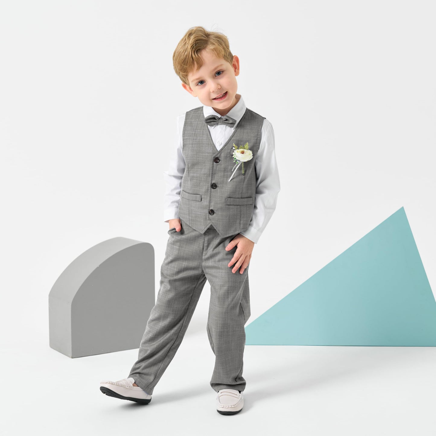 Volunboy Baby Boys Formal Wedding Ring Bearer Outfits Toddler Gentleman Bowtie Vest Guest Suits Dress Shirt Pants Set