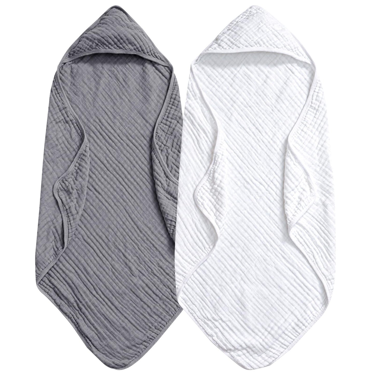 PHF 2 Pack Baby Hooded Towels, 100% Muslin Cotton Baby Bath Towel with Hood for Newborn, Infant, Toddler, Ultra Soft and Absorbent Baby Essentials Bath Towels for Girls, 32x32Inch, Floral