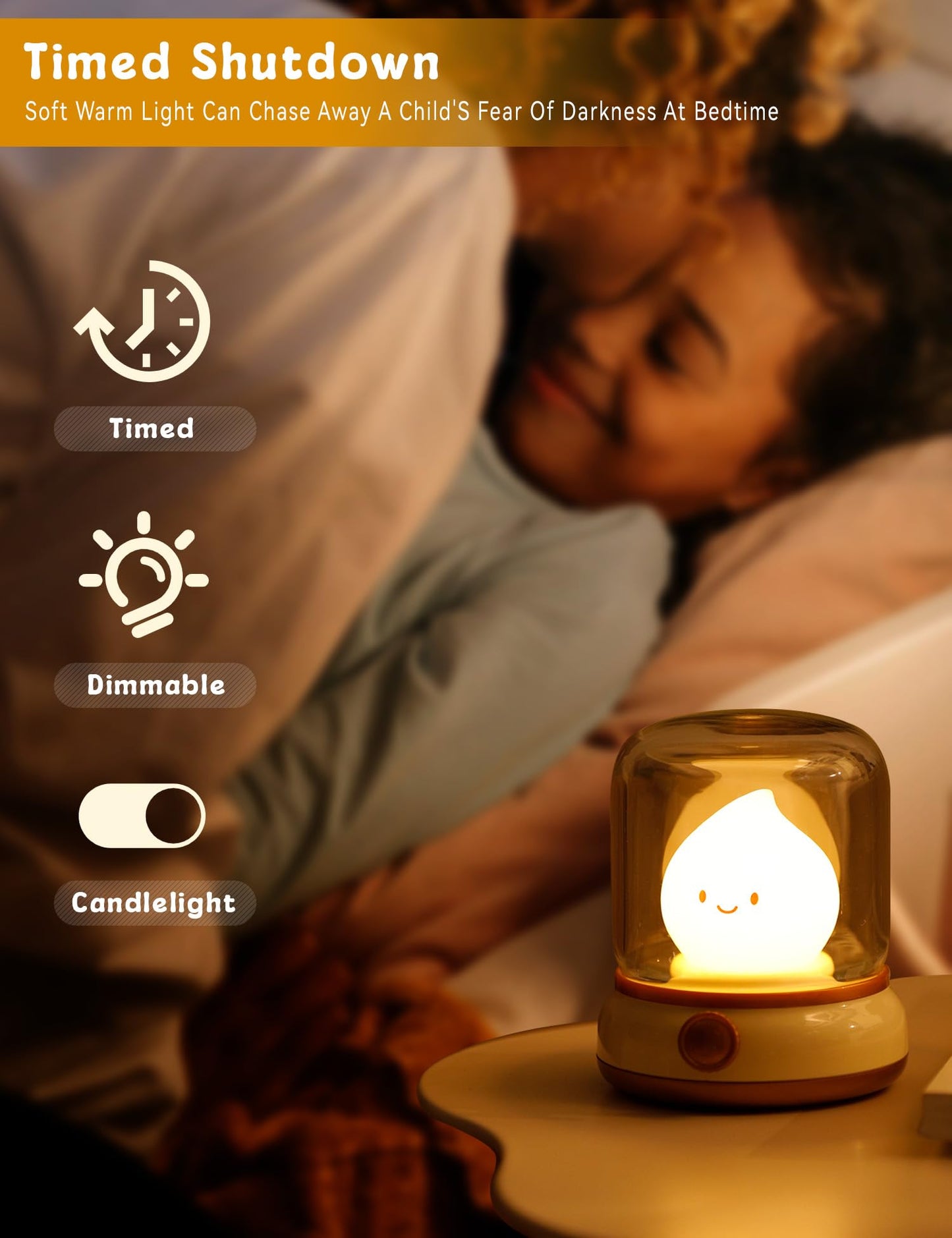 Cute Chibi Flame Lamp, Anime Cozy Lights, Retro Rechargeable Night Light, Decor, Cute Desk Accessories, Gifts
