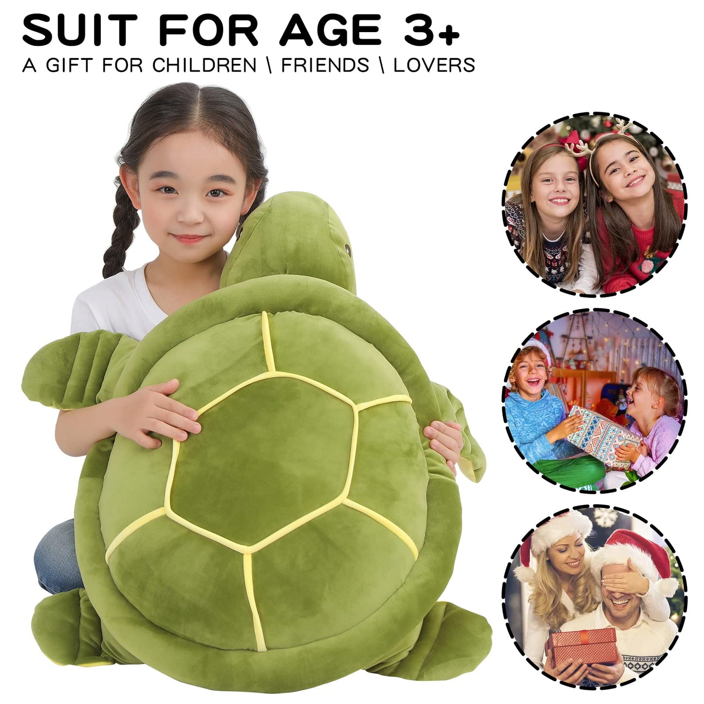 28 inch Big Green Sea Turtle Stuffed Animals Giant Soft Plush Toys, Large Ocean Turtle Plushies Body Pillow, Gifts for Kid Boys, Girls, Girlfriend, Birthday, Easter