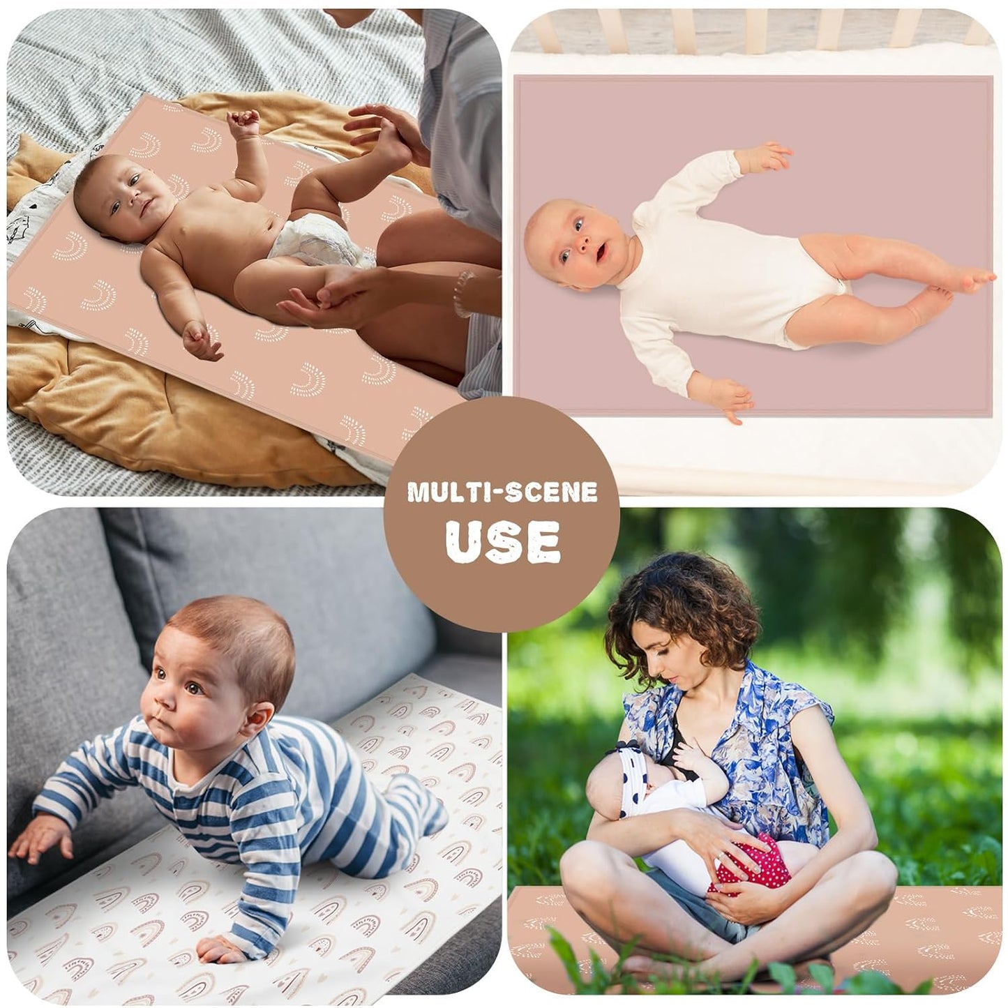 Geelin 3 Pcs PU Baby Diaper Changing Pad Liner 20 x 28 Inch Foldable Portable Waterproof Changing Pads Mat for Toddler Baby Newborns Travel Seating Lie Bed Gifts Supplies