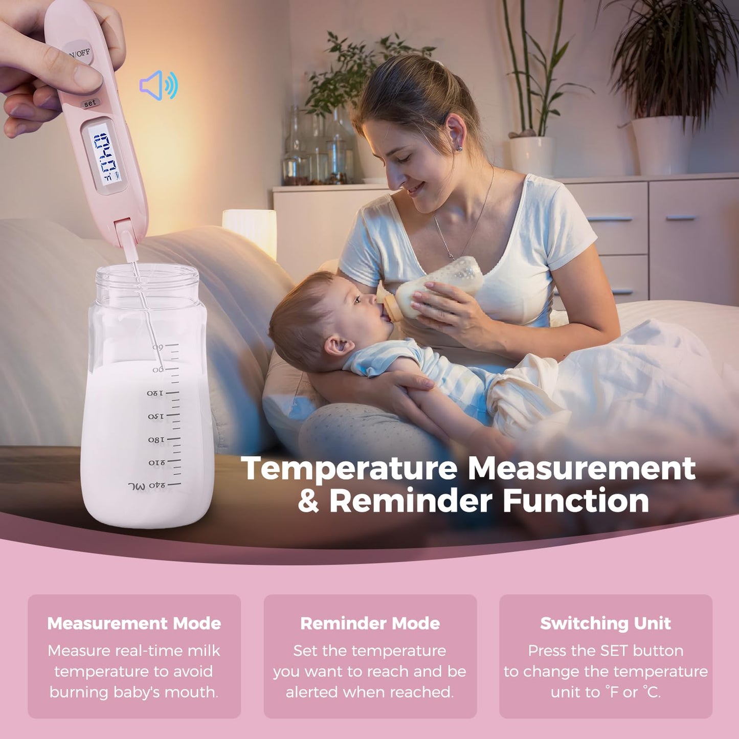 Electric Bottle Brush Cleaner,Rechargable Baby Bottle Brush with Thermometer,Drying Rack,Waterproof Baby Bottle Cleaner with Nipple&Straw Brush,Perfect Essentials Gift for New Mom (Violet)