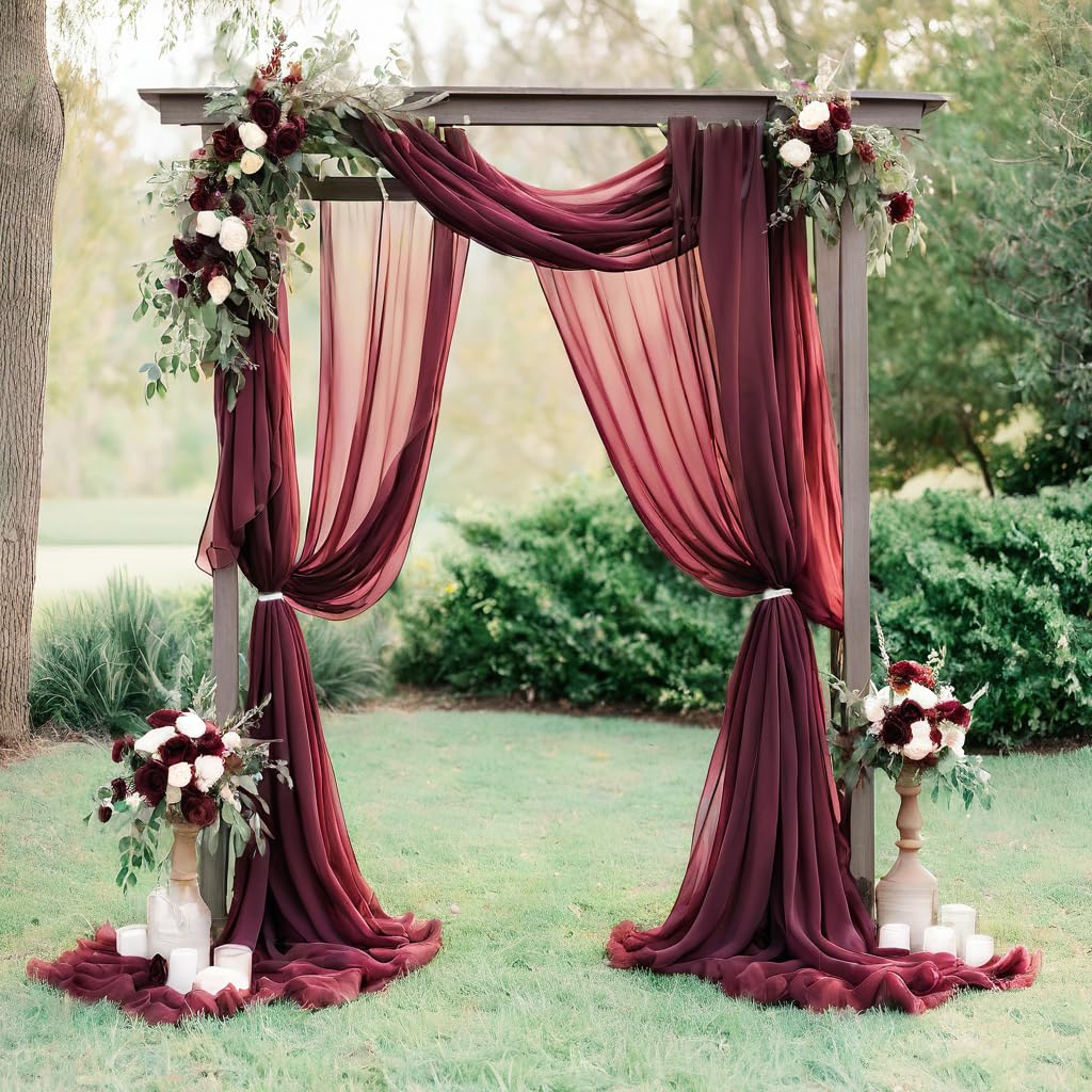 Barcelonetta | Chiffon Fabric | Decoration, Drapery Fabric | Wedding, Gender Reveal, Baby Shower, Birthday | for Arbor, Arch, Canopy, Table and Chair Decoration (Dusty Rose, 10 Yards)