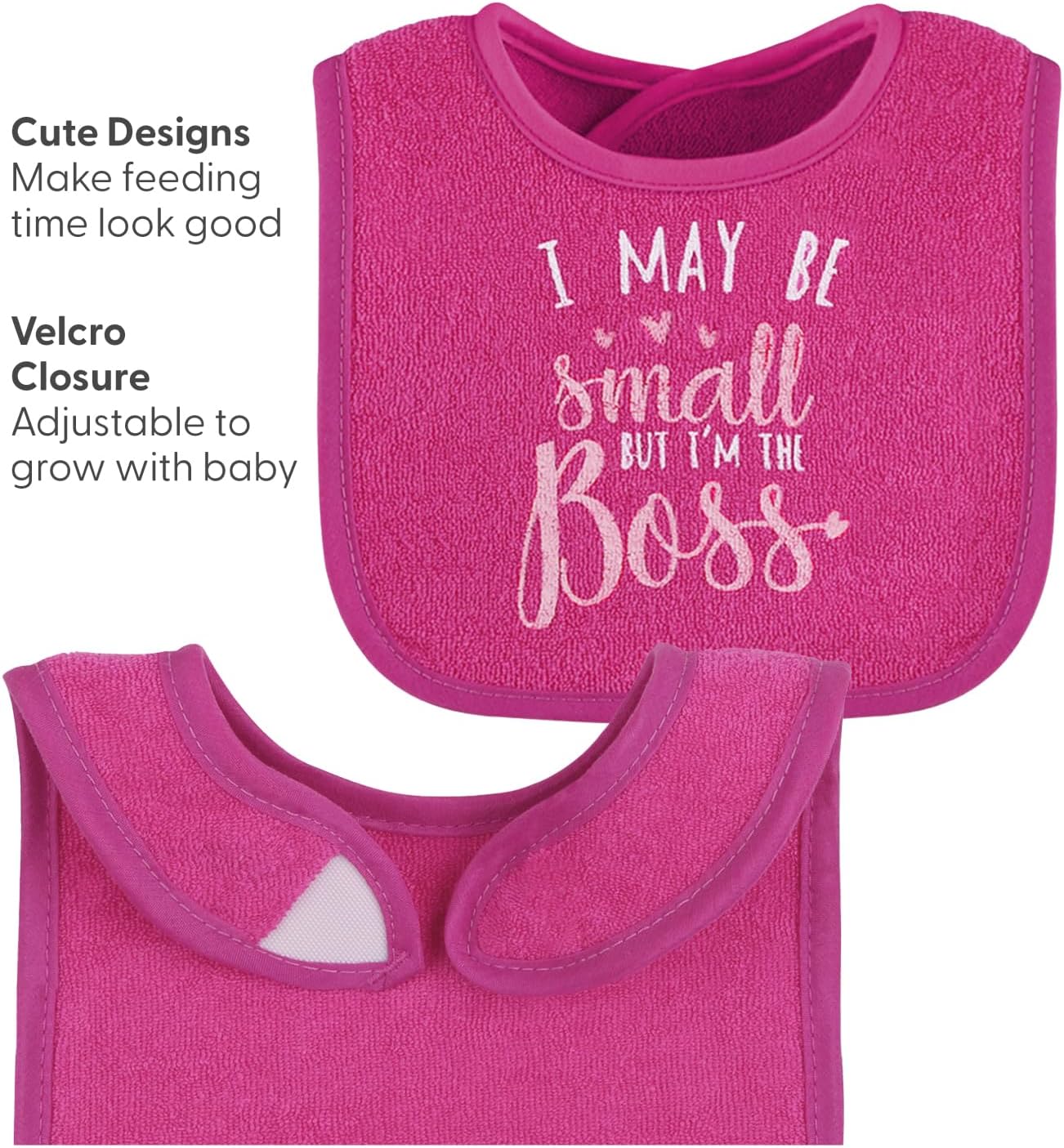 The Peanutshell Baby Girl Terry Bib Set of 8-100% Cotton, Soft, Absorbent Baby Bibs, Toddler Girl Set, Newborn & Infant Bib - Pink