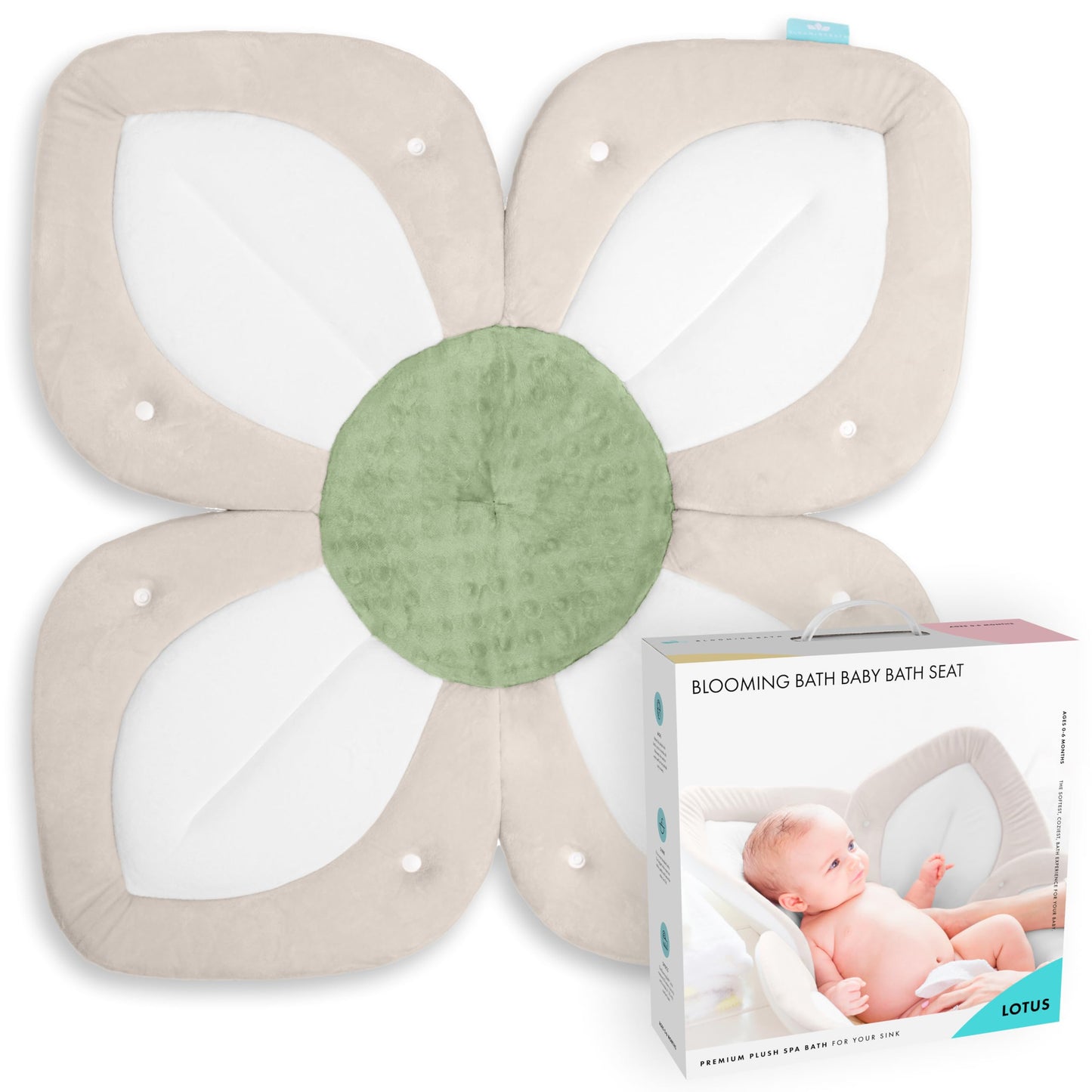Blooming Bath Baby Bath Seat - Baby Tubs for Newborn Infants to Toddler 0 to 6 Months and Up - Baby Essentials Must Haves - The Original Washer-Safe Flower Seat (Lotus, Gray/White/Yellow)