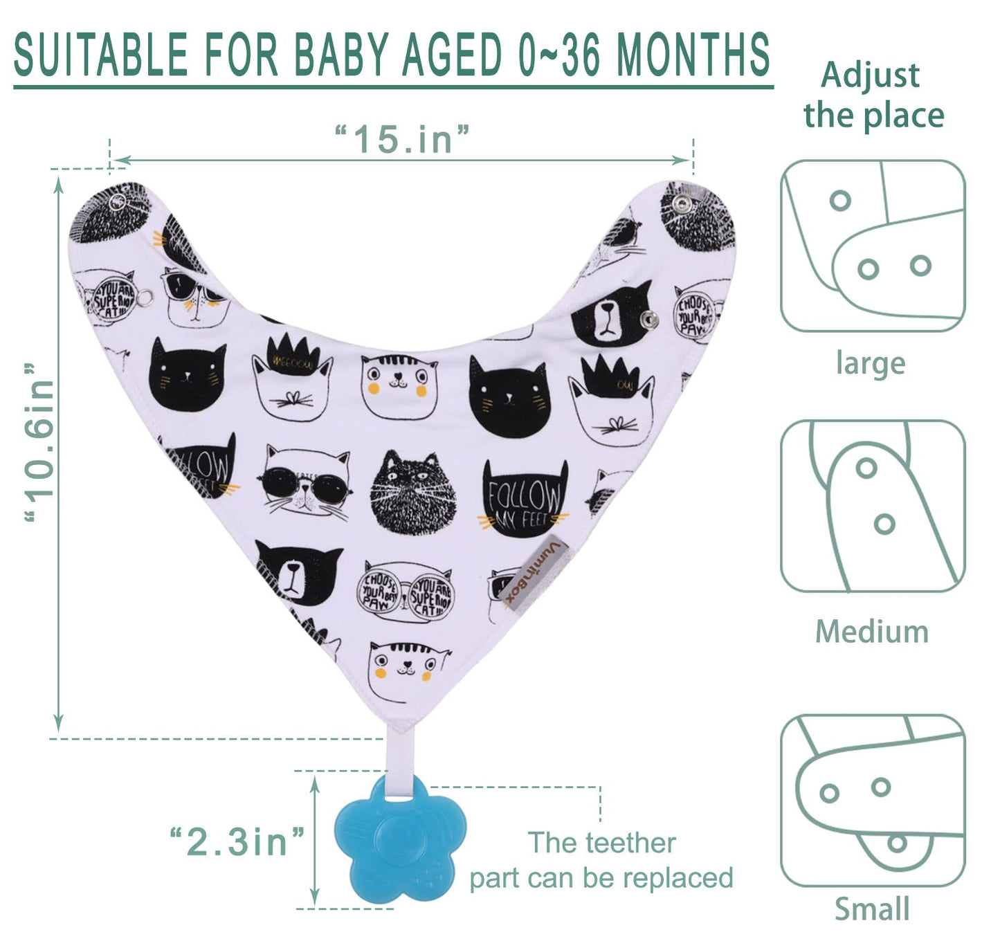 Baby Bandana Drool Bibs 6-Pack and Teething Toys 6-Pack Made with 100% Organic Cotton, Absorbent and Soft Unisex