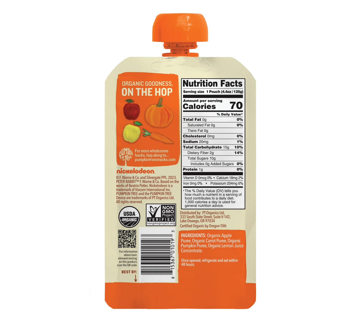 Peter Rabbit Organics Fruit Vegetable, Squeezable Pouches, 4 Ounce (Pack of 18)