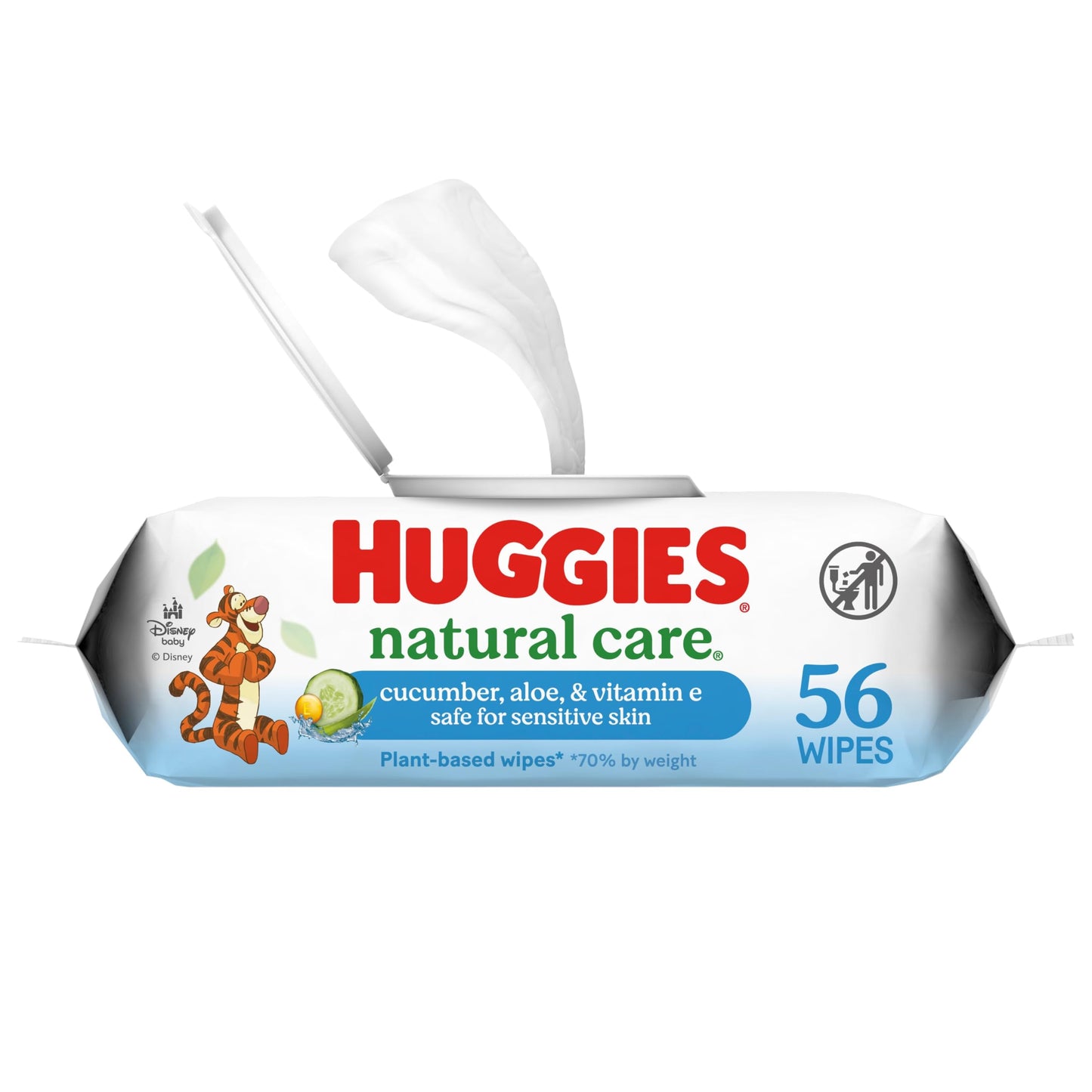 Huggies Natural Care Cucumber, Aloe and Vitamin E Baby Wipes, Hypoallergenic, Scented, 6 Flip-Top Packs (288 Wipes Total), Packaging May Vary