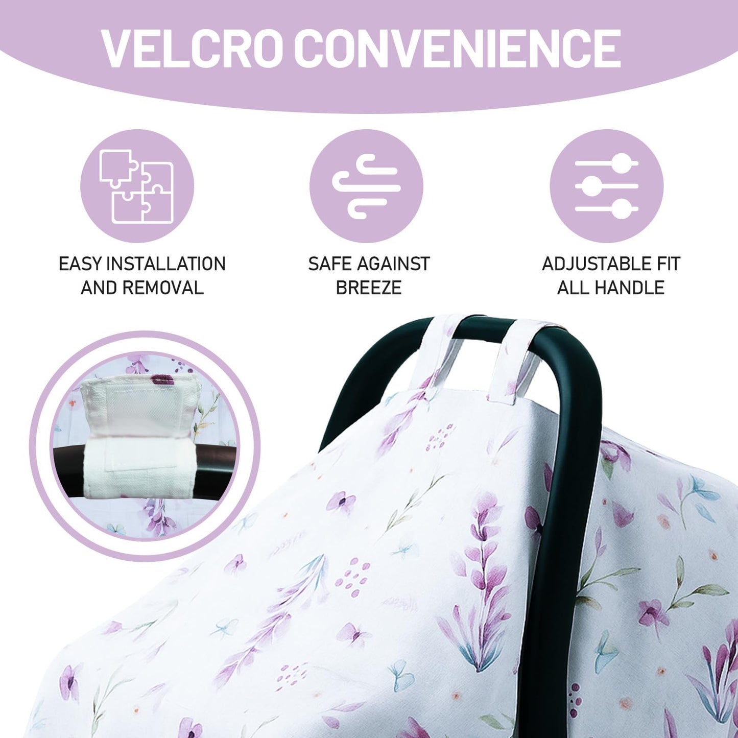 100% Muslin Summer Baby Car Seat Cover, Universal Fit Infant Car Seat Canopy, Breathable & Lightweight Sun, Weather Protection for Boys & Girls