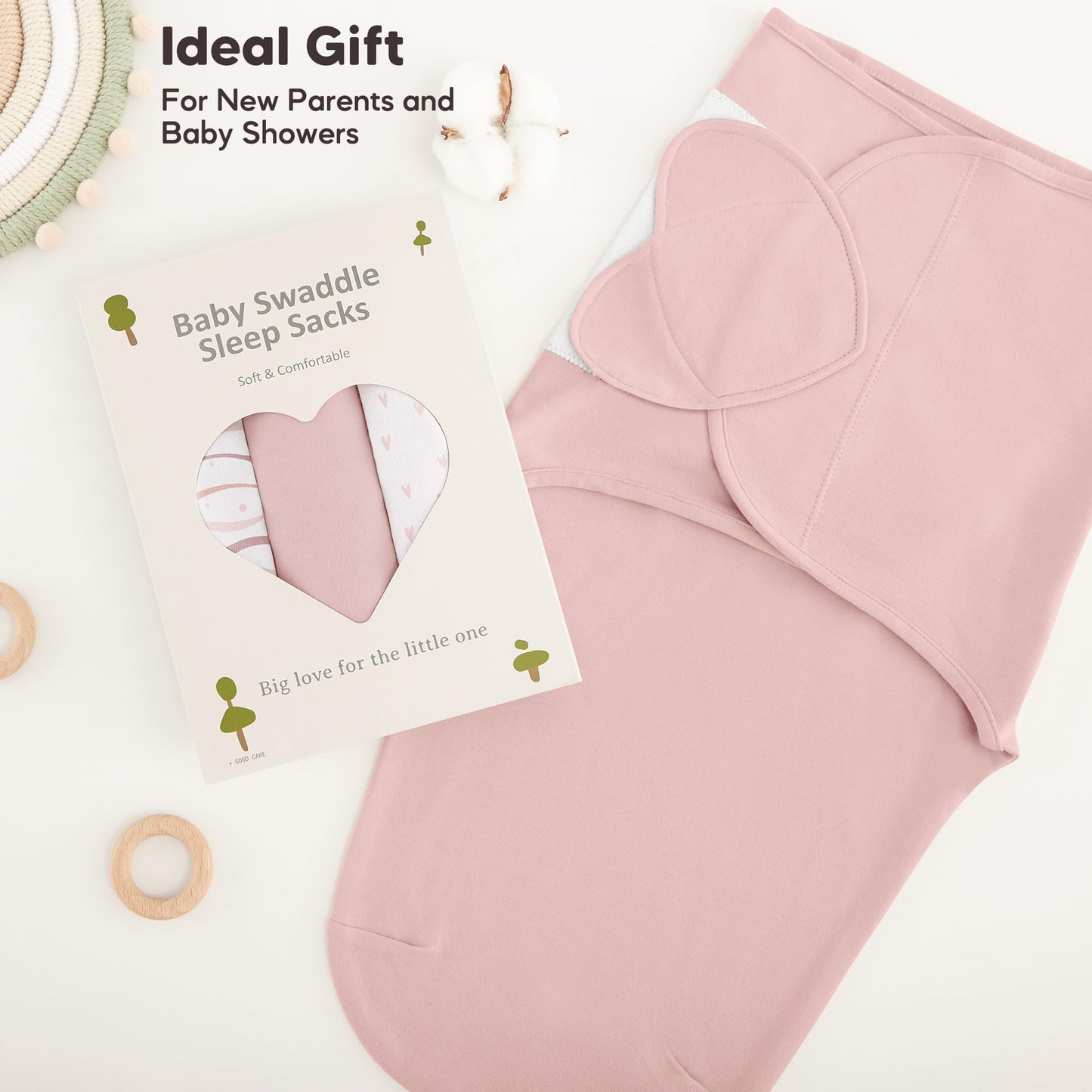 Susurration Swaddles for Newborns, 100% Cotton Baby Swaddle Sleep Sack, with Adjustable Velcro, Breathable and Durable Unisex Swaddle Sleep Sack, 3 Pack