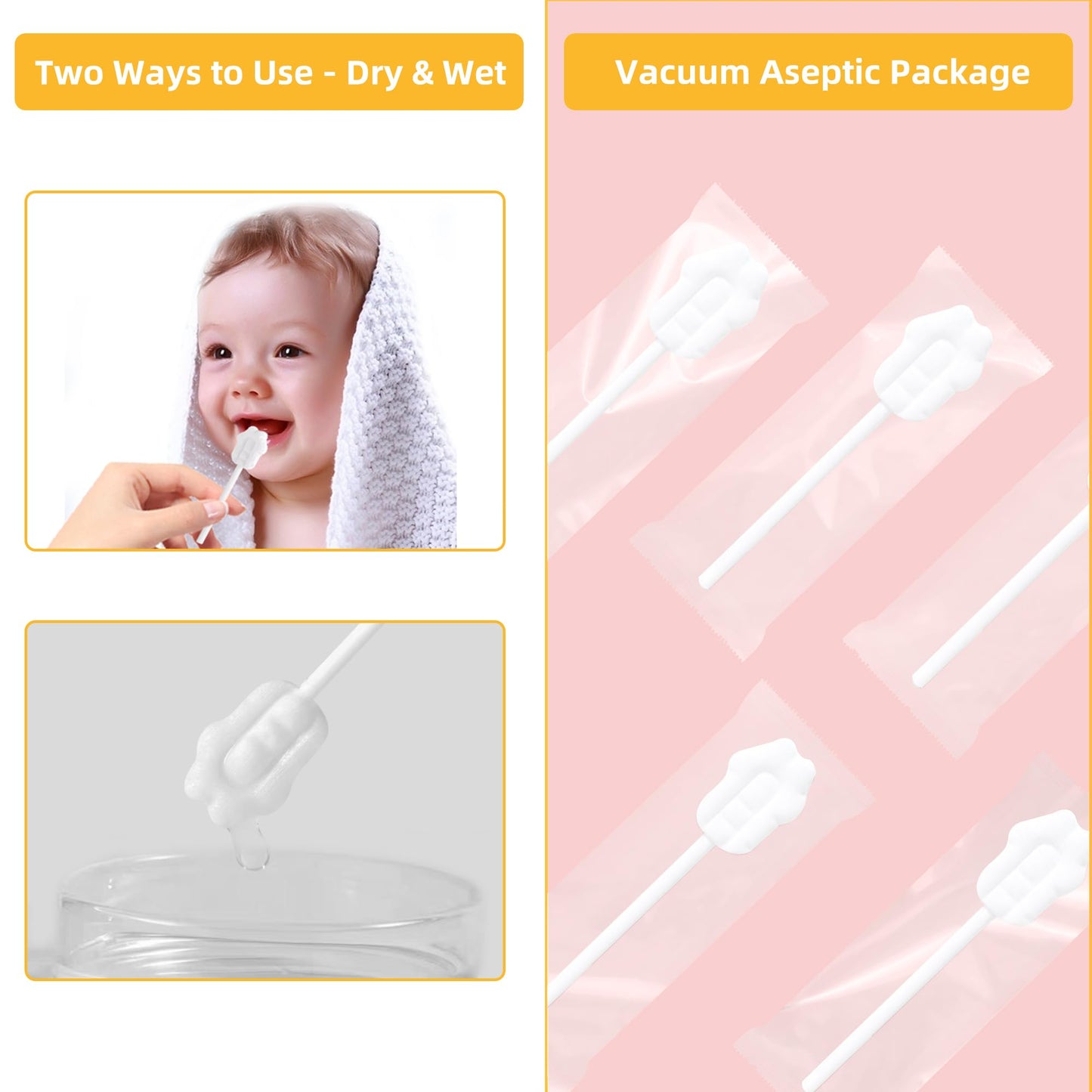 Baby Tongue Cleaner, Baby Toothbrush, 42Pcs Disposable Infant Toothbrush Clean Baby Mouth,Gauze Gum Cleaner Toothbrush Baby Oral Cleaning Stick Dental Care for 0-36 Month Baby+Free 1 Finger Toothbrush
