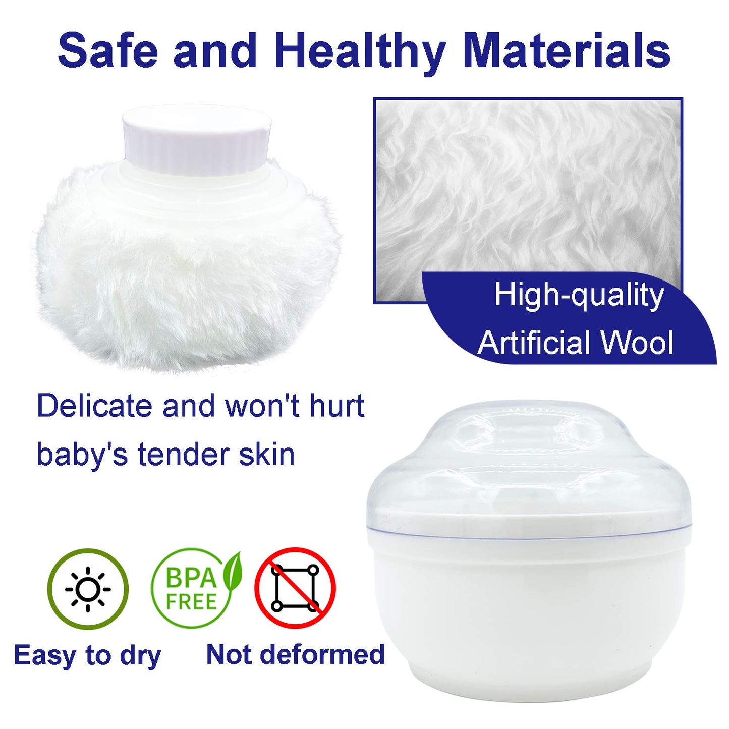 BPA Free Baby Powder Puff Box, Large 2.8" Fluffy Body After-Bath Powder Case, Baby Care Face/Body Villus Powder Puff Container, Makeup Cosmetic Talcum Powder Container with Hand Holder (Pink)