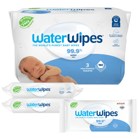 WaterWipes Original Baby Wipes, 99.9% Water, 3-In-1 Cleans, Cares, Protects, Unscented & Hypoallergenic, 720 Count (12 Packs), Packaging May Vary