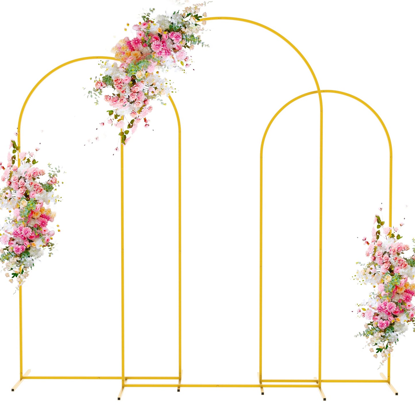 Wokceer Wedding Arch Backdrop Stand 6FT, 5FT, 4FT Set of 3 Gold Metal Arch Stand for Wedding Ceremony Baby Shower Birthday Party Decor