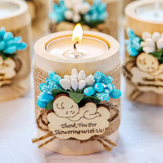 50 Piece Set Wooden Tealight Candle Holder, Baby Shower Party Favors, Party Favors for Guests, Return Gift for Guests,Girl Baby Gender Reveal.(Pink)