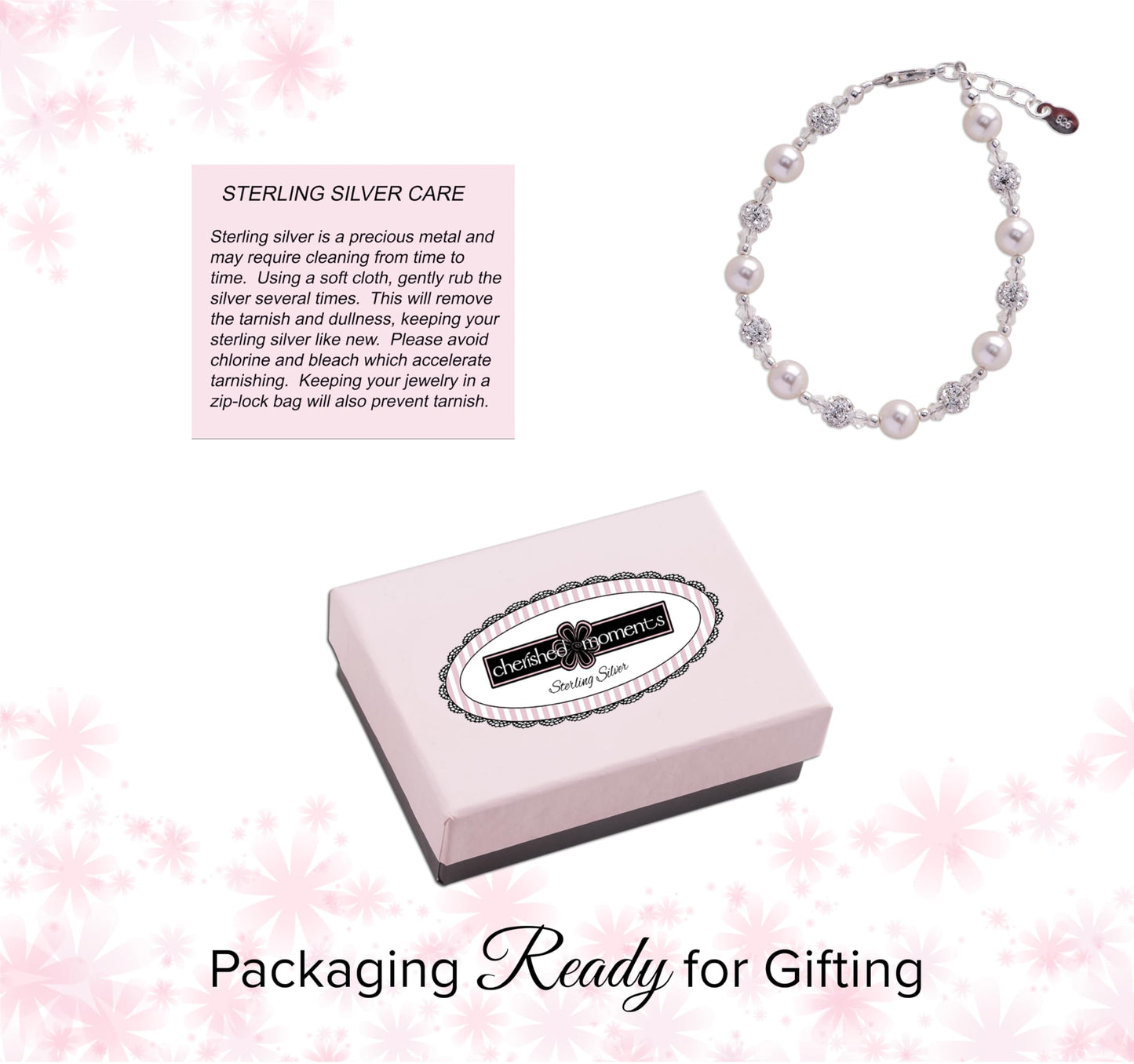 Cherished Moments Children's 14K Gold-plated or Sterling Silver Bracelet with Stardust Beads and Austrian Crystals for Babies, Infants, Toddlers, and Girls Jewelry Gifts