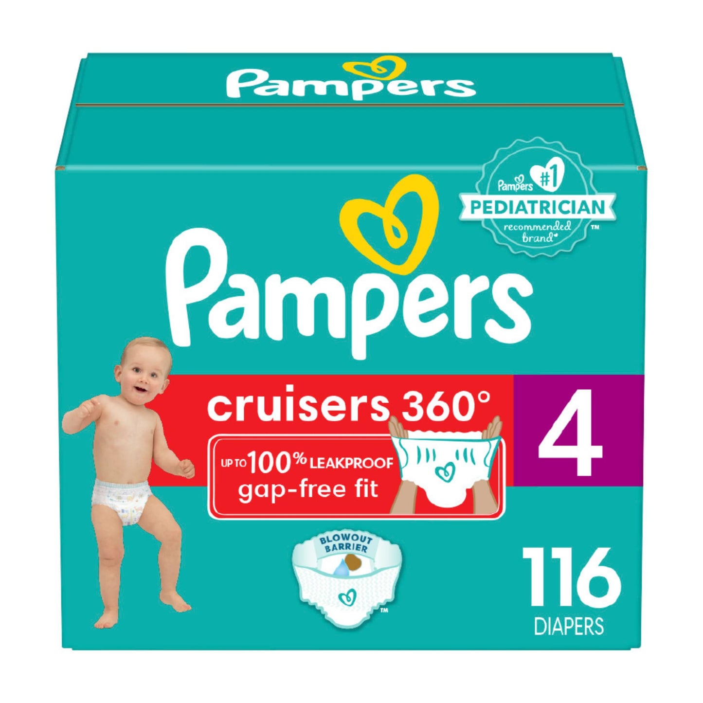 Pampers Diapers - Cruisers 360 - Size 5, 100 Count, Babyproof up to 100% Leakproof Pull-On Diaper