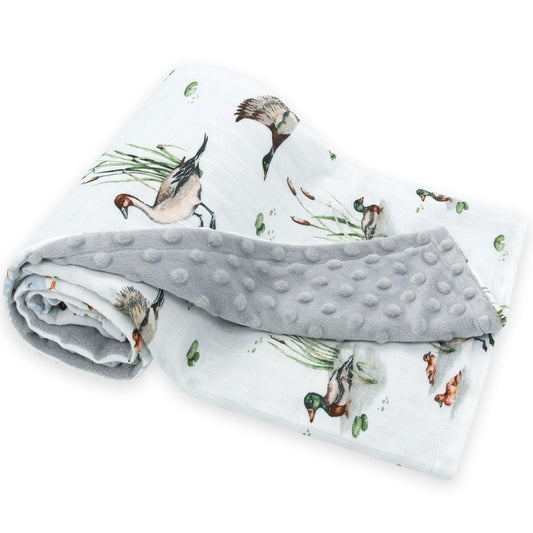 LifeTree Minky Baby Girl & Boy Blankets, Soft Double Layer Swaddle Blankets, Muslin Front and Dotted Fleece Backing Receiving Bed Throw Blanket for Newborn Unisex, 31X40 Inches, Bear Pattern