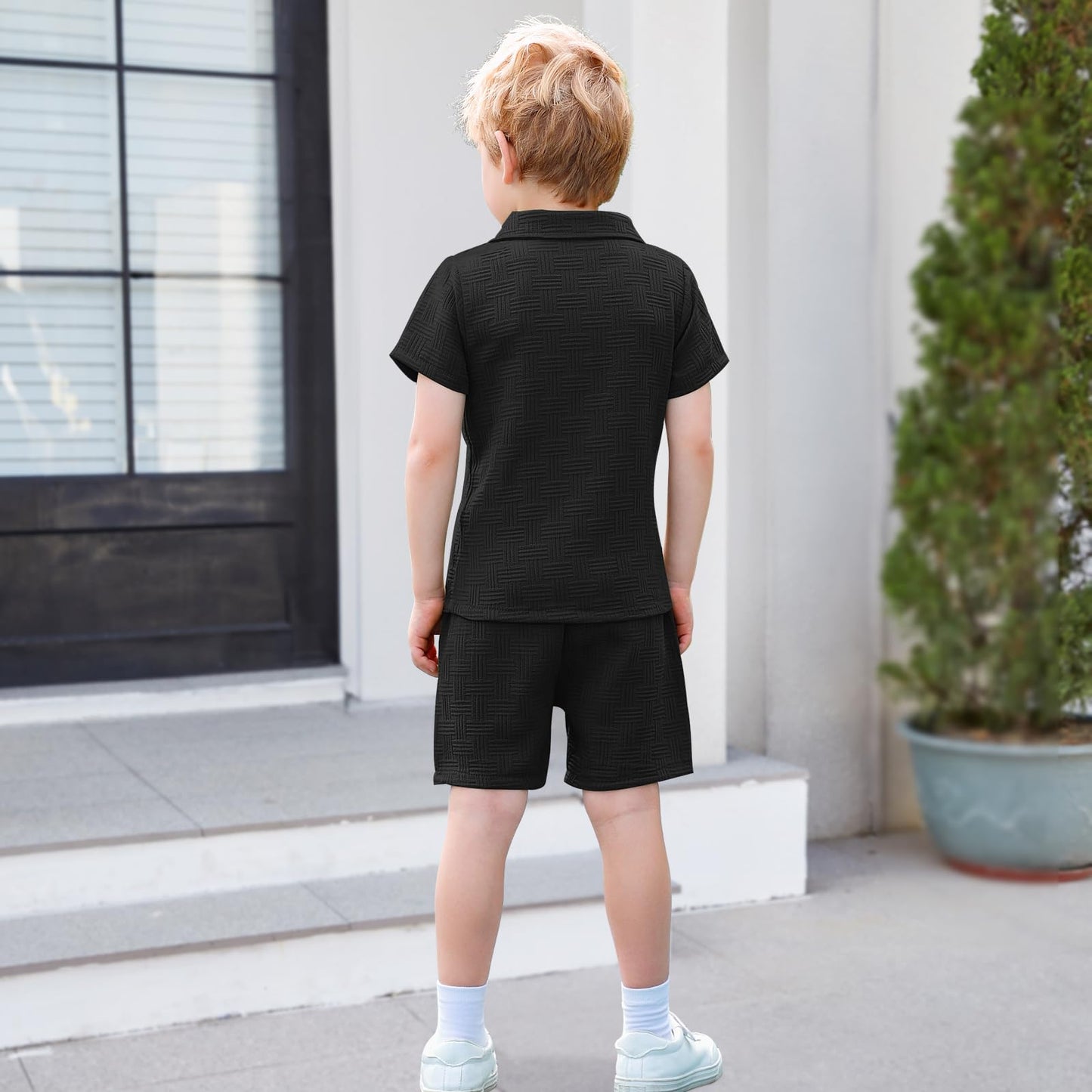 U·nikaka Baby Boys 2 Piece Summer Outfits Casual Toddler Short Sets Little Boys Button Down Shirts Tops and Shorts 2-6Y