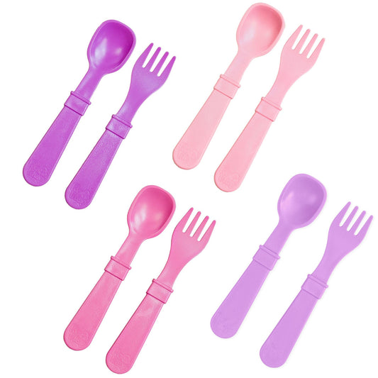 Re-Play Toddler Forks and Spoons Set - 4x4 Utensils Set for Kids - Dishwasher and Microwave Safe - Made in USA - Pack of 8-5.8" x 1.2" x 0.2" - Princess